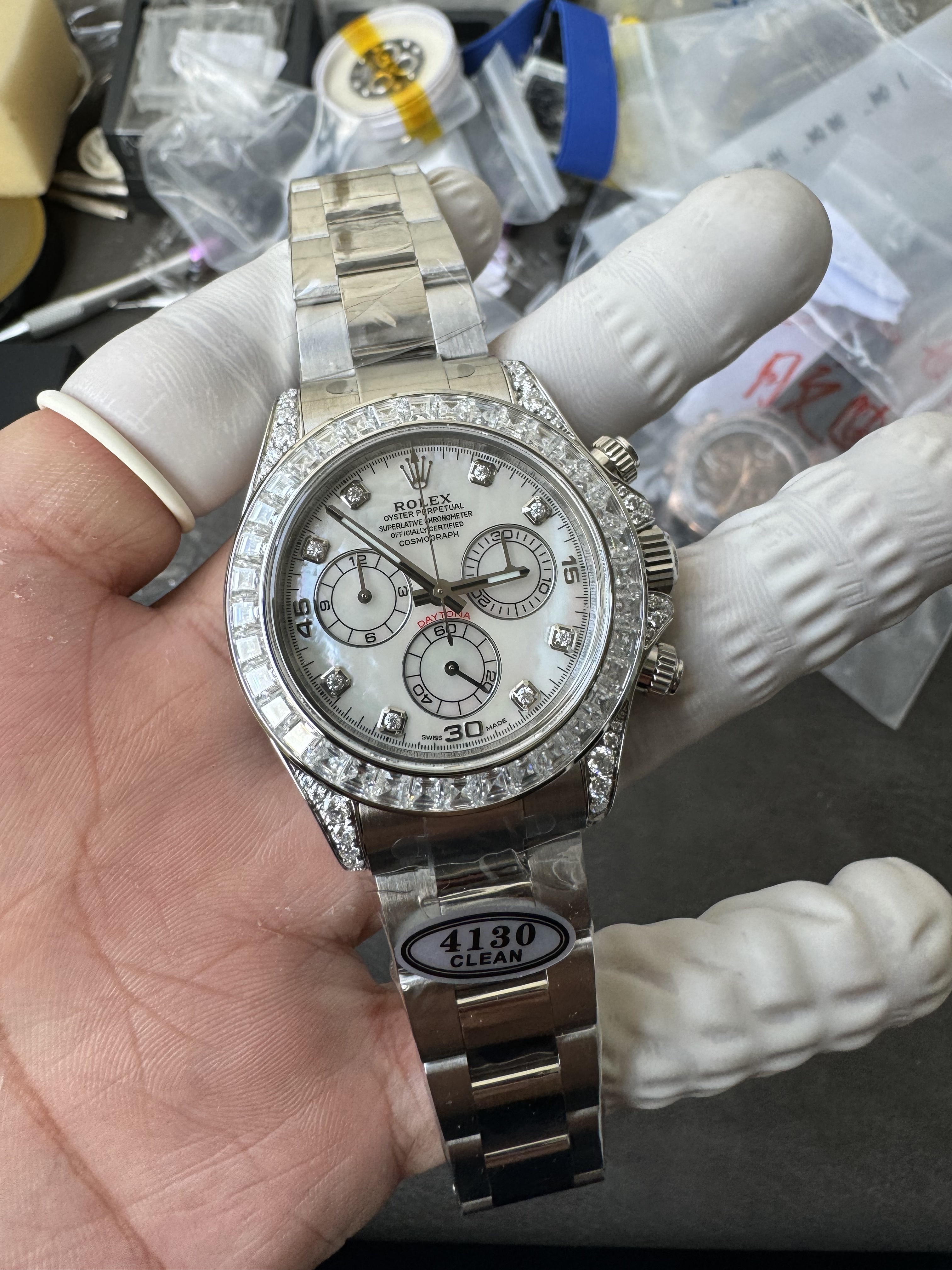 Super Clone Rolex 1:1 Daytona 116599RBR MOP Dial Full Diamond  4130 Movement