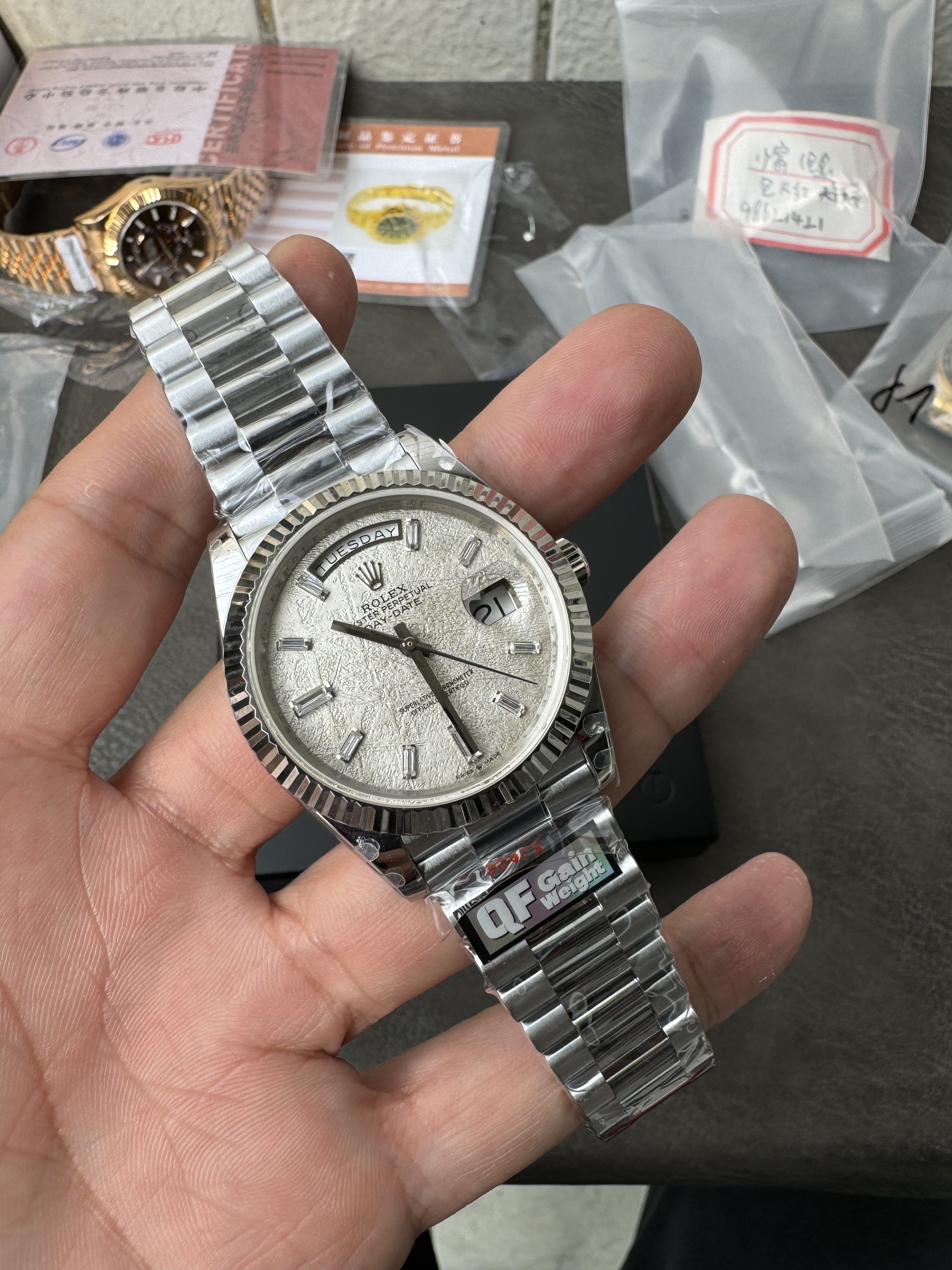 Super Clone Rolex Day-Date 40 – Rare Meteorite Dial in Full White Gold