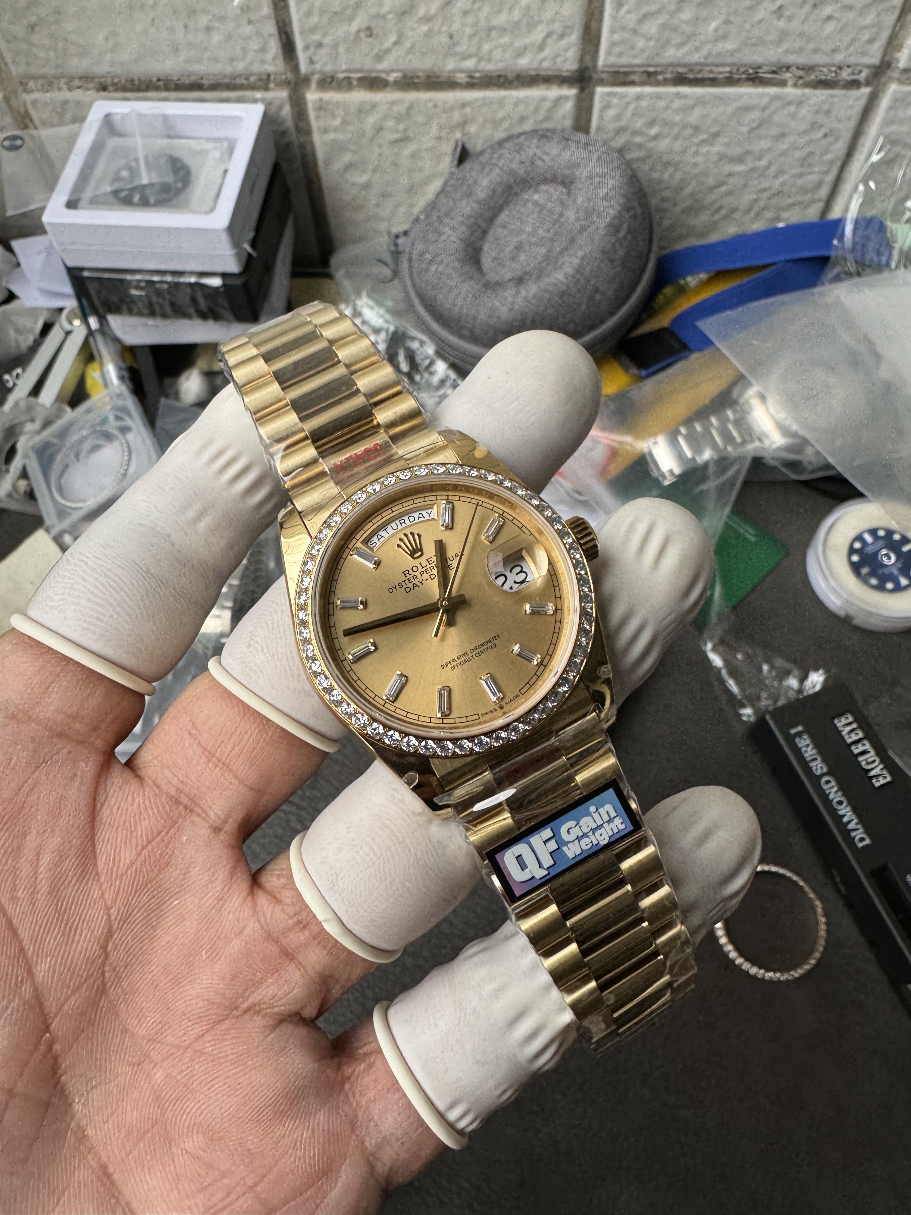 Luxury Gold Day-Date 40mm | Champagne Dial & Diamond Bezel | 1:1 Super Clone