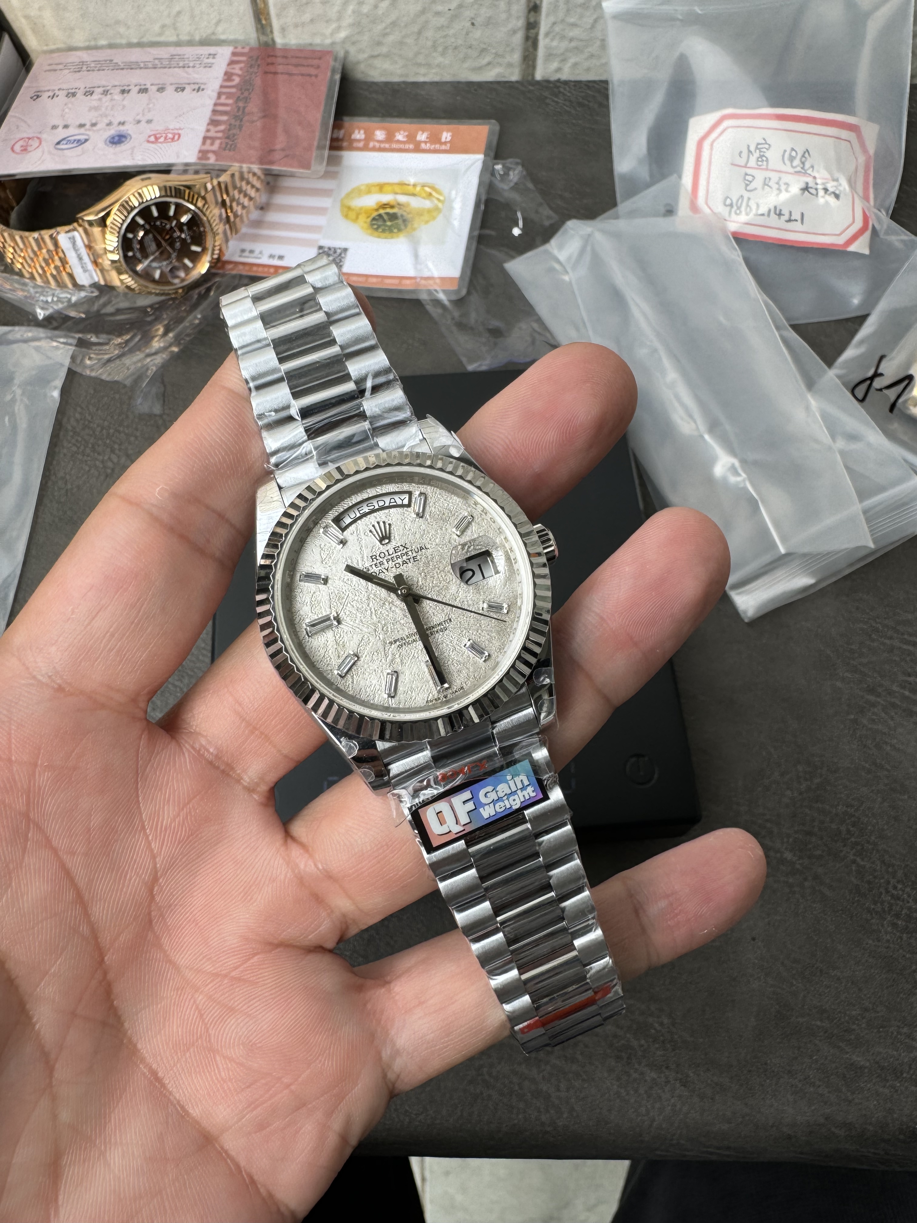 Super Clone Rolex Day-Date 40 – Rare Meteorite Dial in Full White Gold