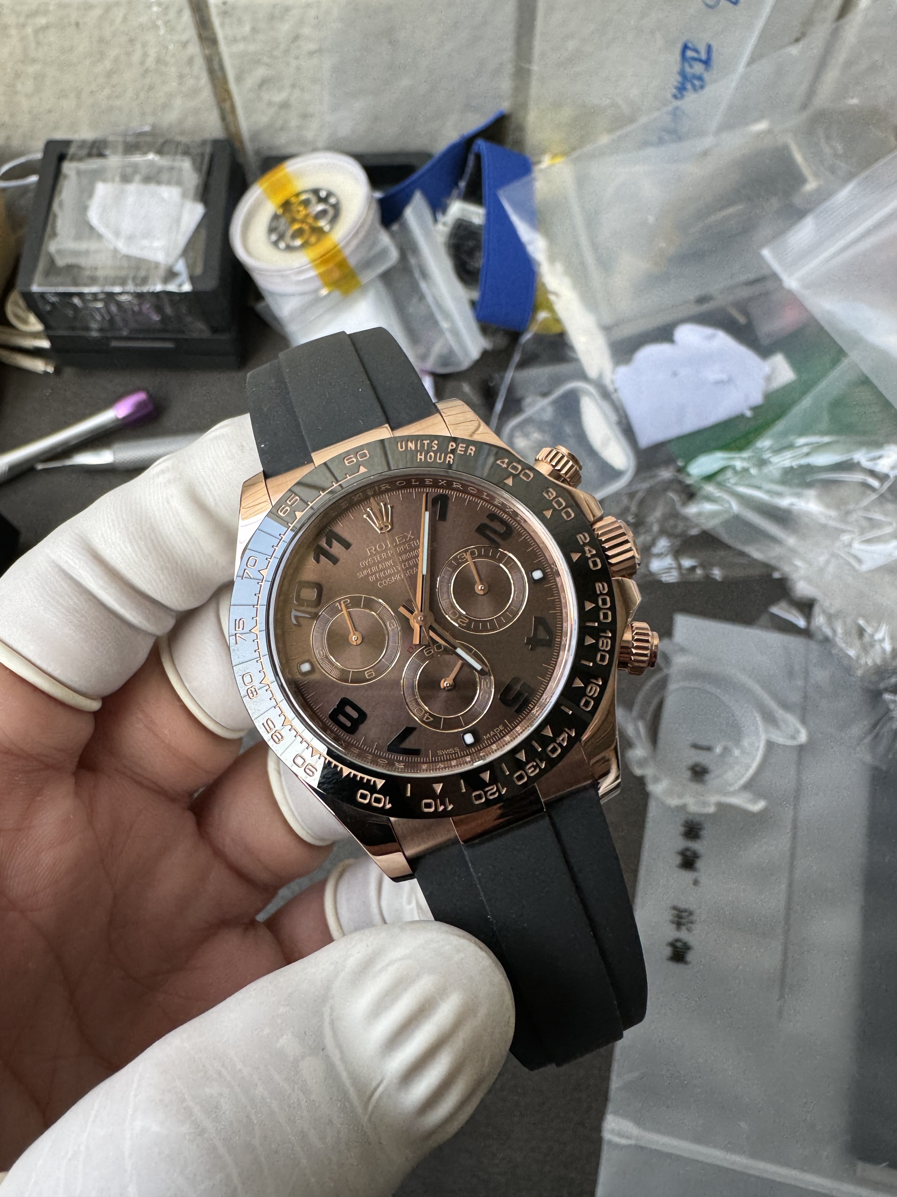 Super Clone Rolex 1:1 Daytona 116515LN Chocolate Dial 4130 Movement – Rose Gold on Oysterflex