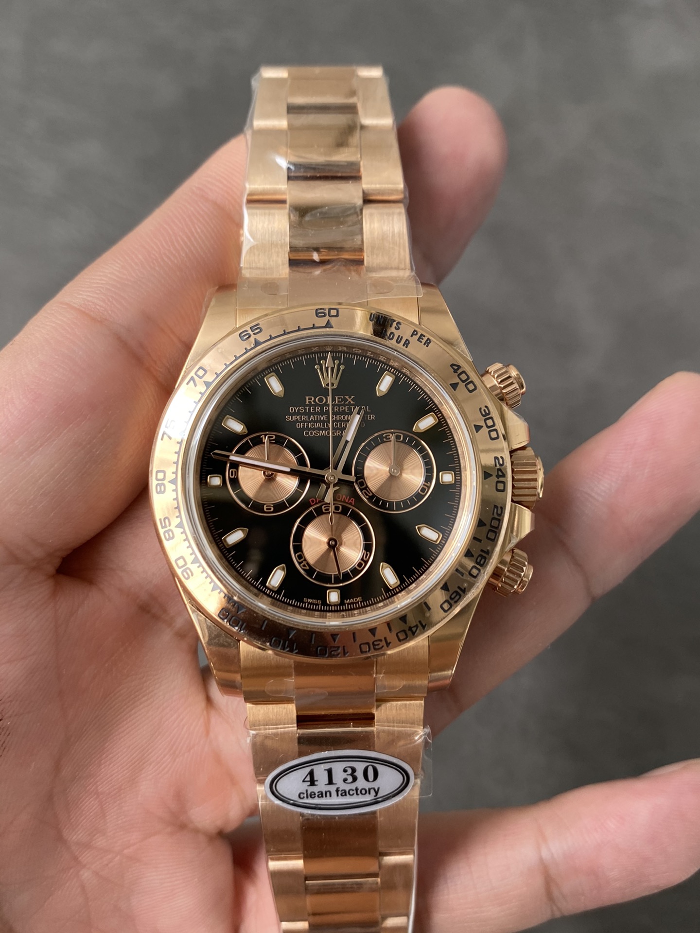 Super Clone Rolex 1:1 Daytona 116505 Black Dial Rose Gold  4130 Movement
