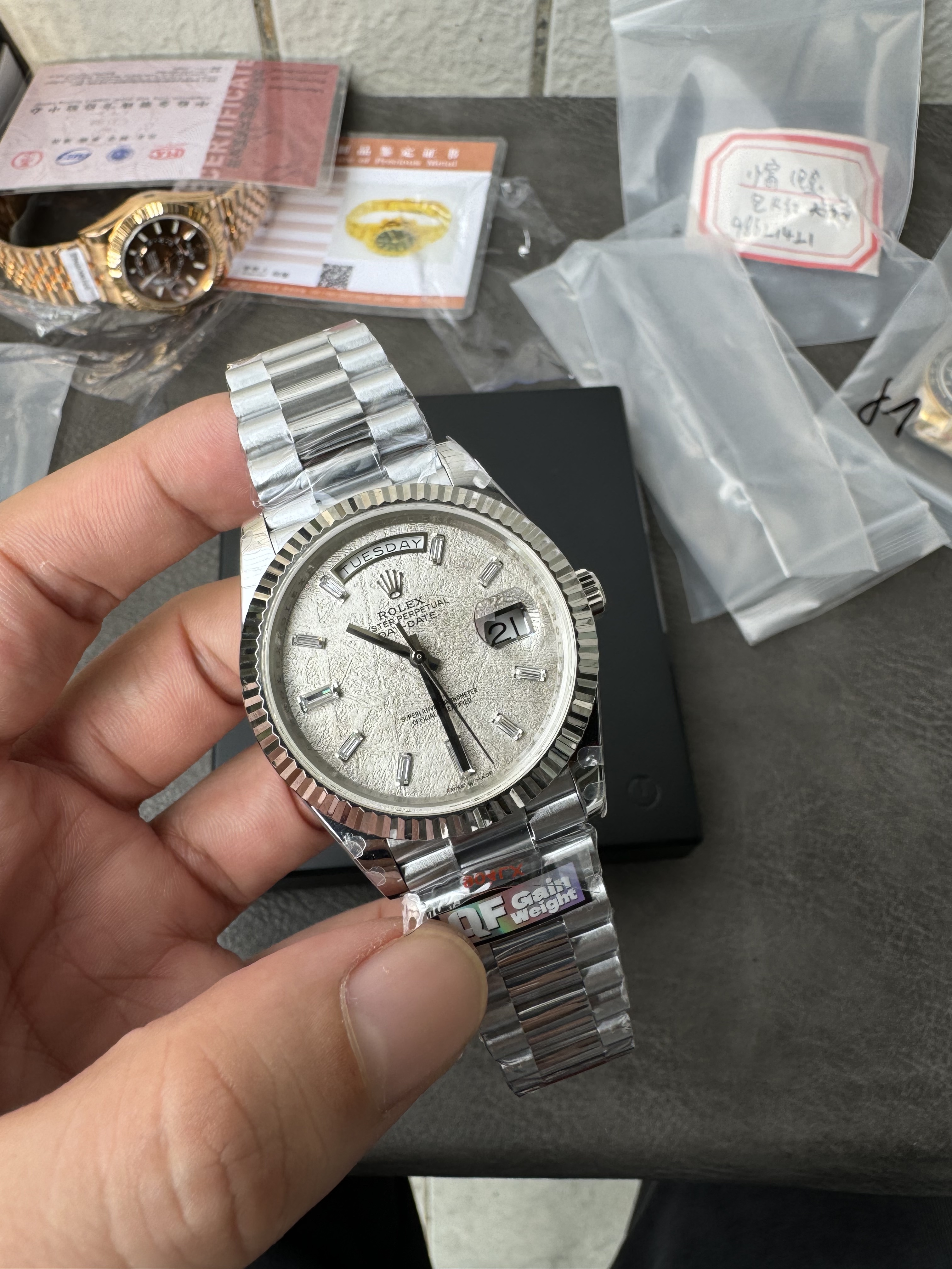 Super Clone Rolex Day-Date 40 – Rare Meteorite Dial in Full White Gold