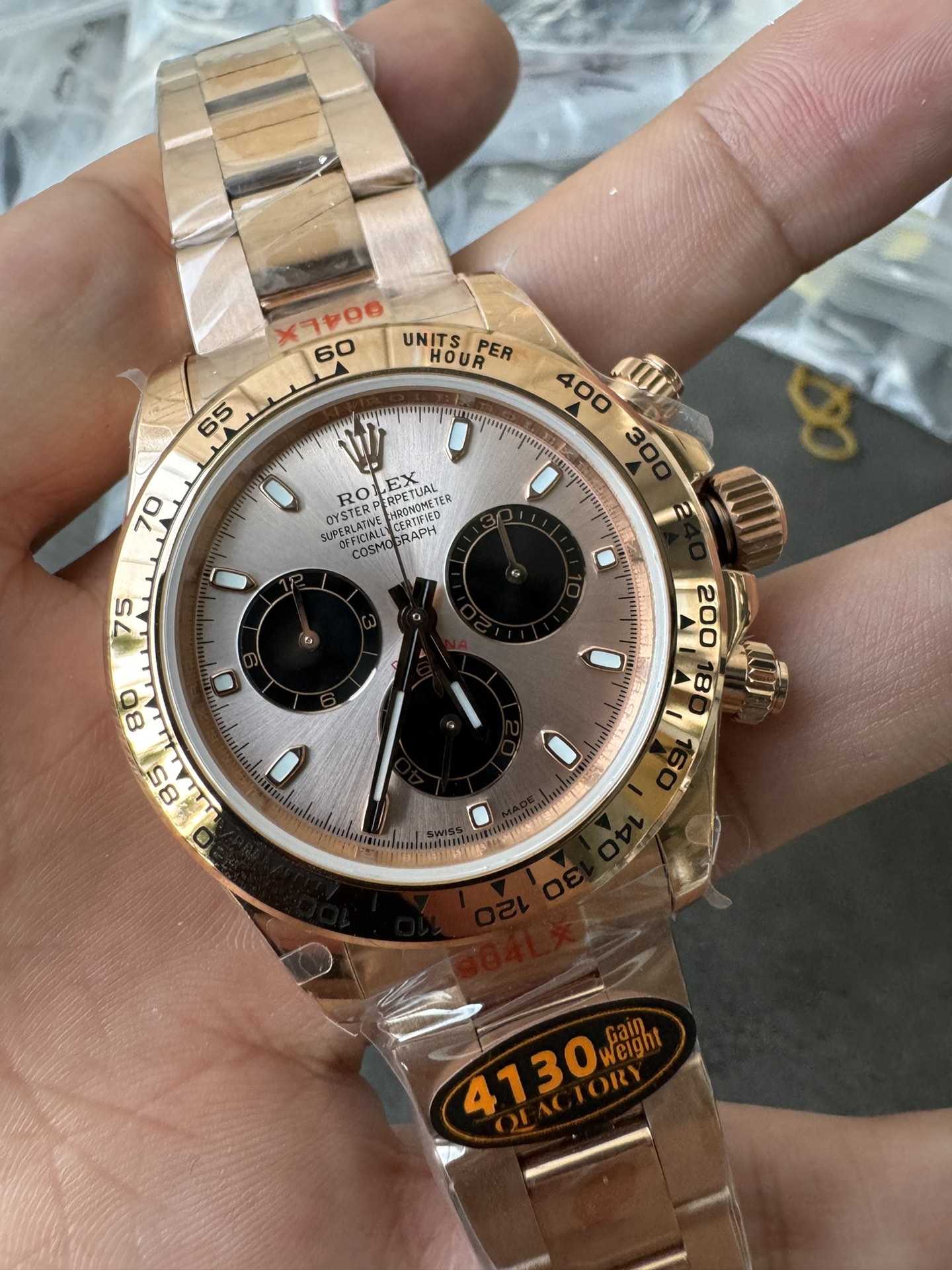 Super Clone Rolex 1:1 Daytona 116505 Rose Gold Pink Dial Black Sub-Dials | 4130 Movement