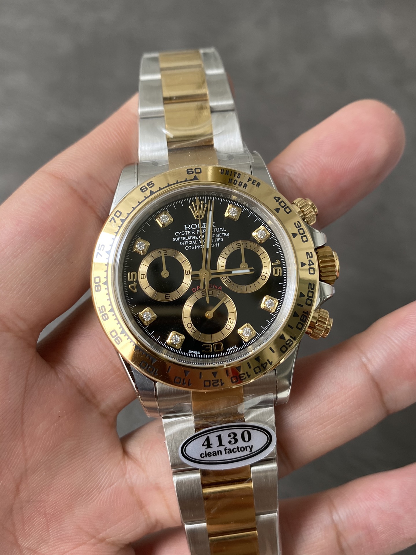 Super Clone Rolex 1:1 Daytona 116503 Black Dial Diamond Markers – 4130 Movement