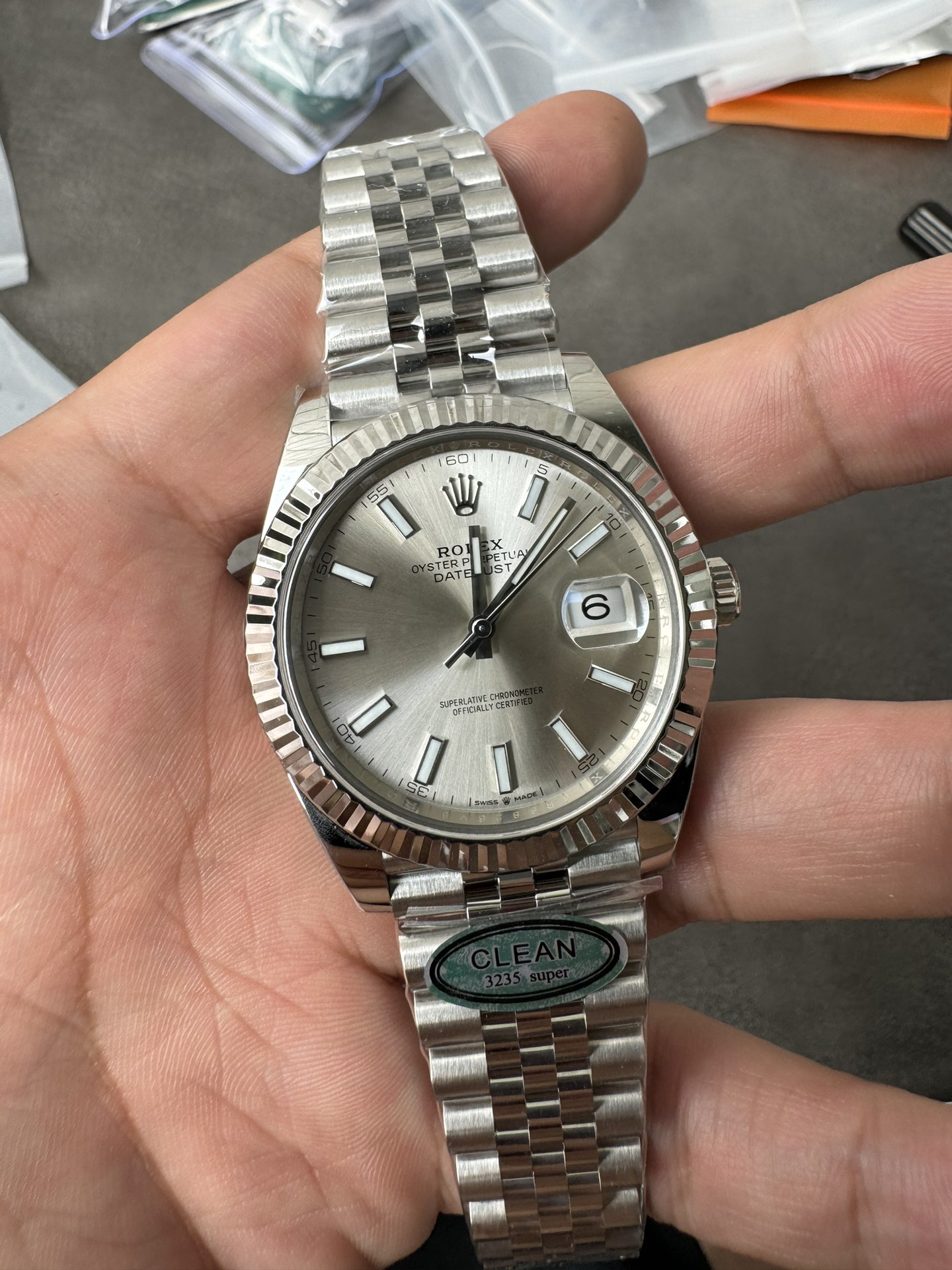 Super Clone Rolex 1:1 Datejust 41mm 126334 3235 Movement – Silver Dial & Stainless Steel Jubilee Bracelet