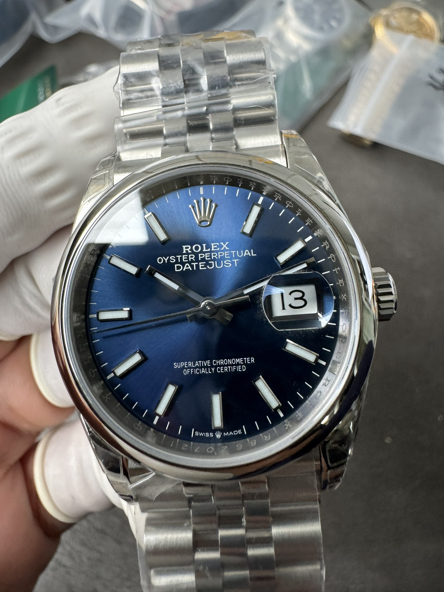 Super Clone Rolex 1:1 Datejust 36 126200 Blue Dial Jubilee Bracelet Smooth Bezel Watches