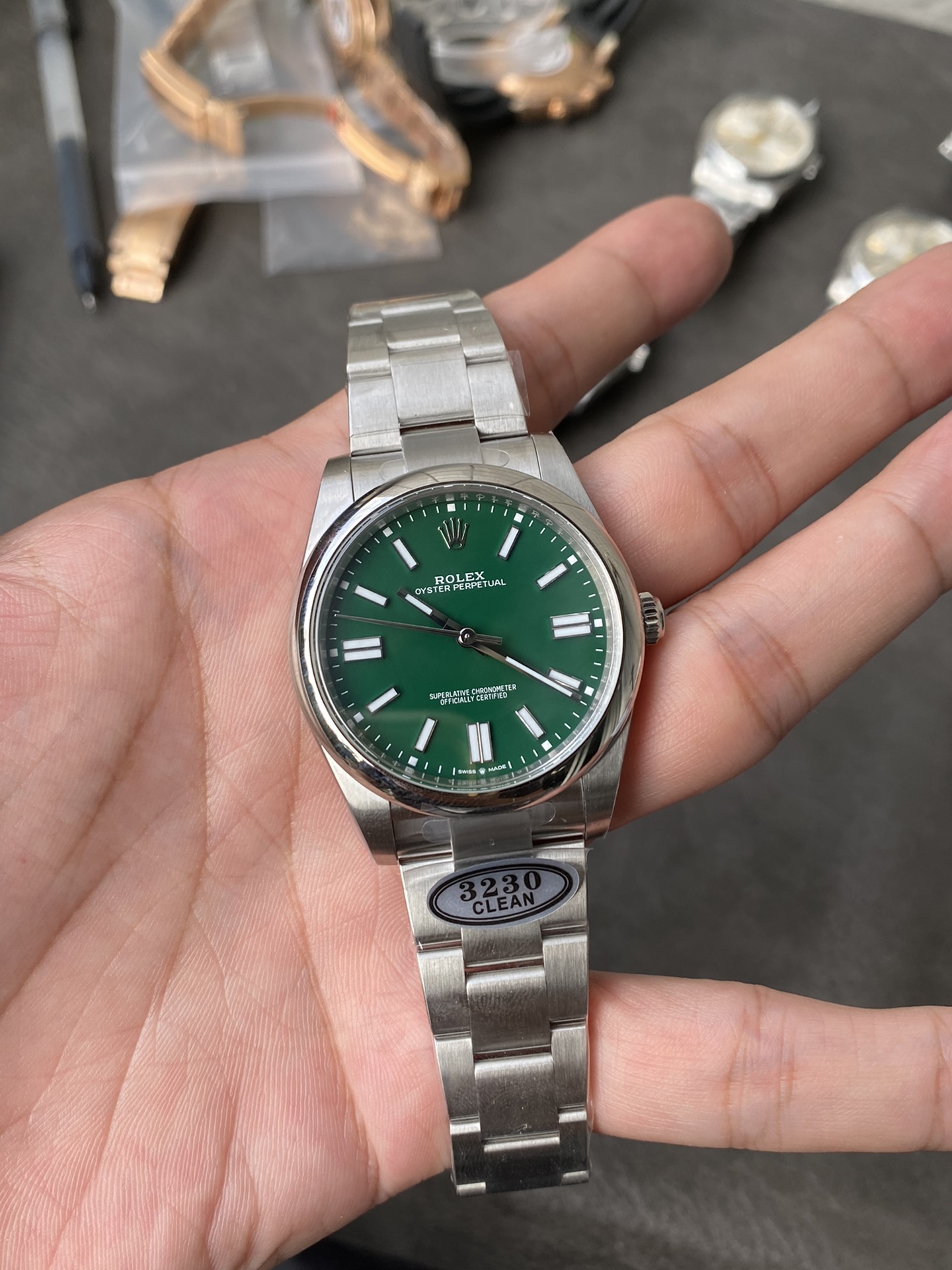 Super Clone Rolex 1:1 Oyster Perpetual 124300 Green Dial 41mm 3230 Movement
