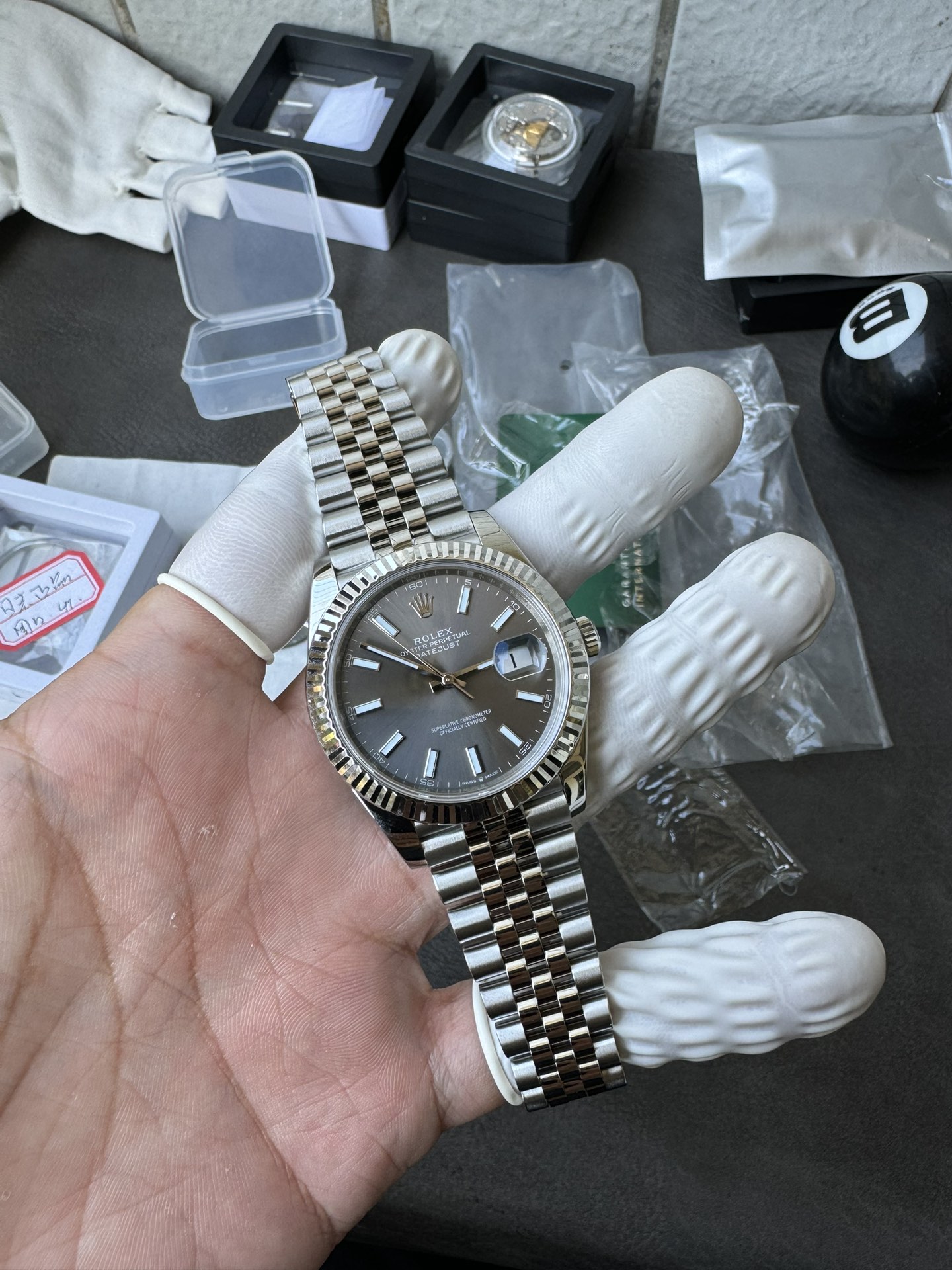 Super Clone 1:1 Rolex Datejust 41mm m126334 | Slate Grey Sunburst Dial | Fluted Bezel | Jubilee Bracelet | 3235 Movement