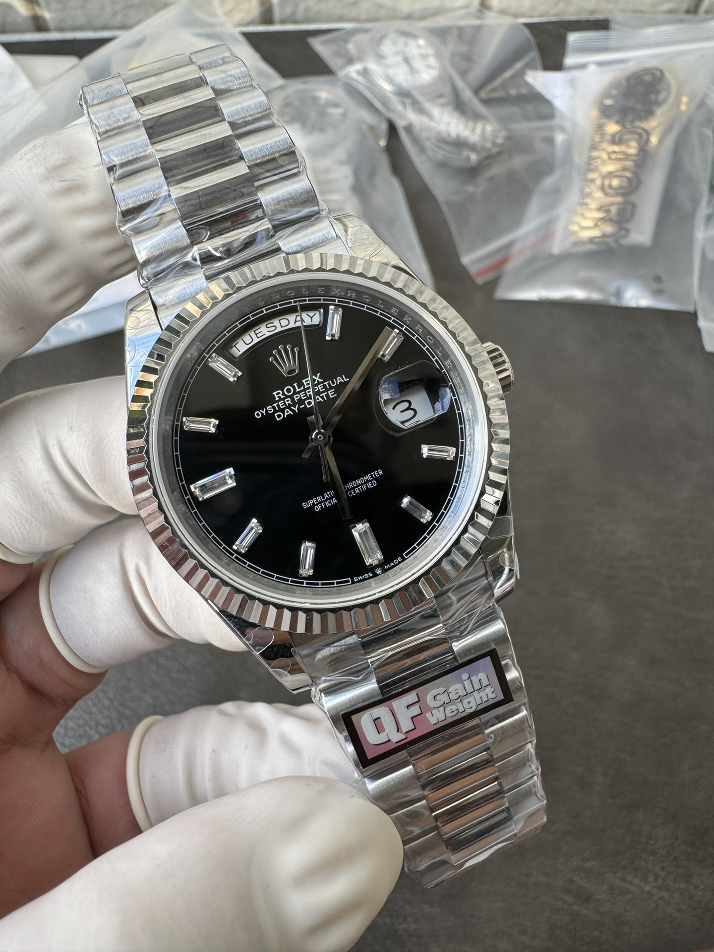 Super Clone Rolex 1:1 Day-Date 40 228239 Black Dial Diamond Markers President Watch