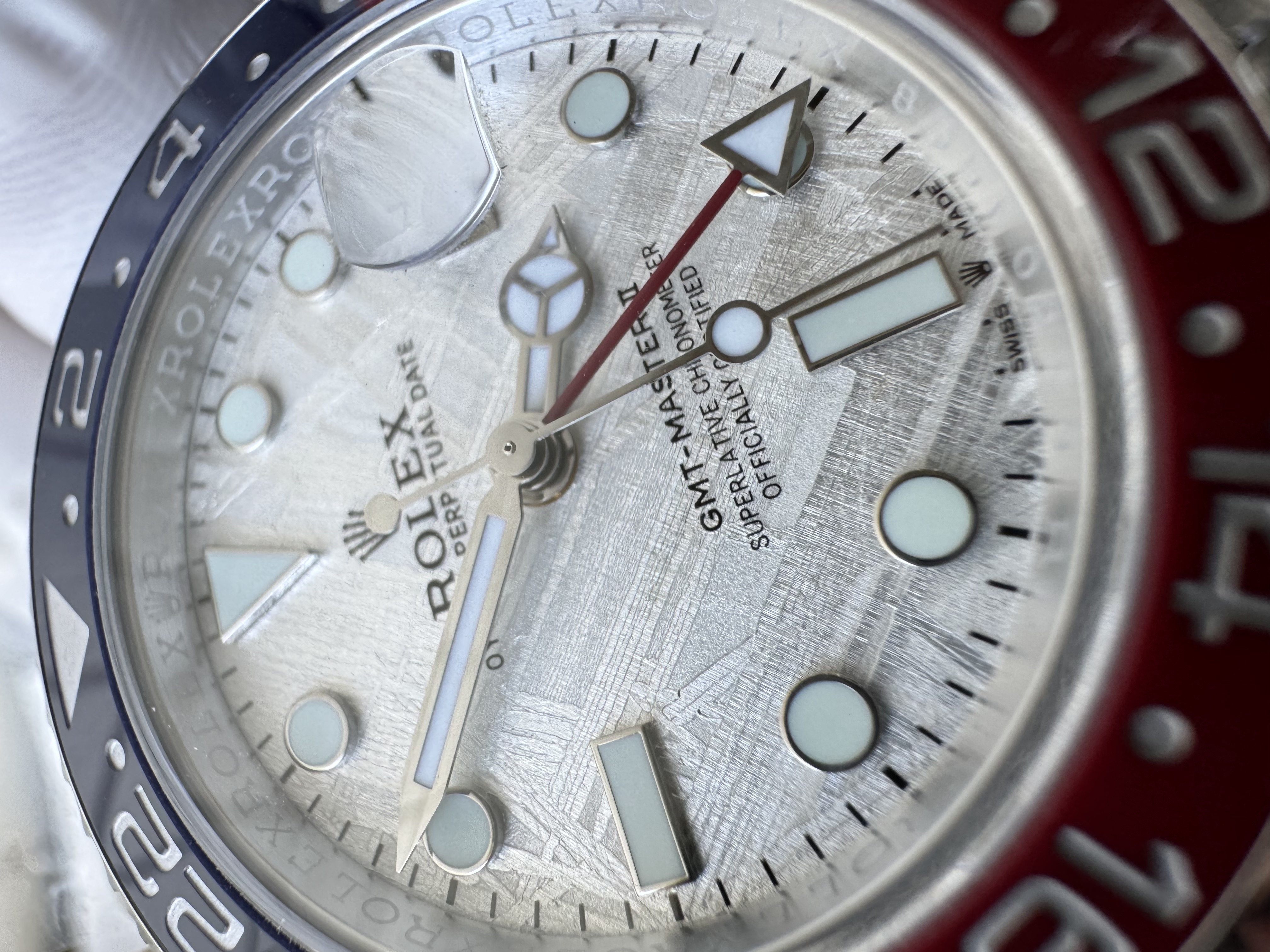 Rolex GMT-Master II White Gold M126719BLRO-0002 Meteorite dial 'Pepsi' on Oyster Super Clone (Gain weight)