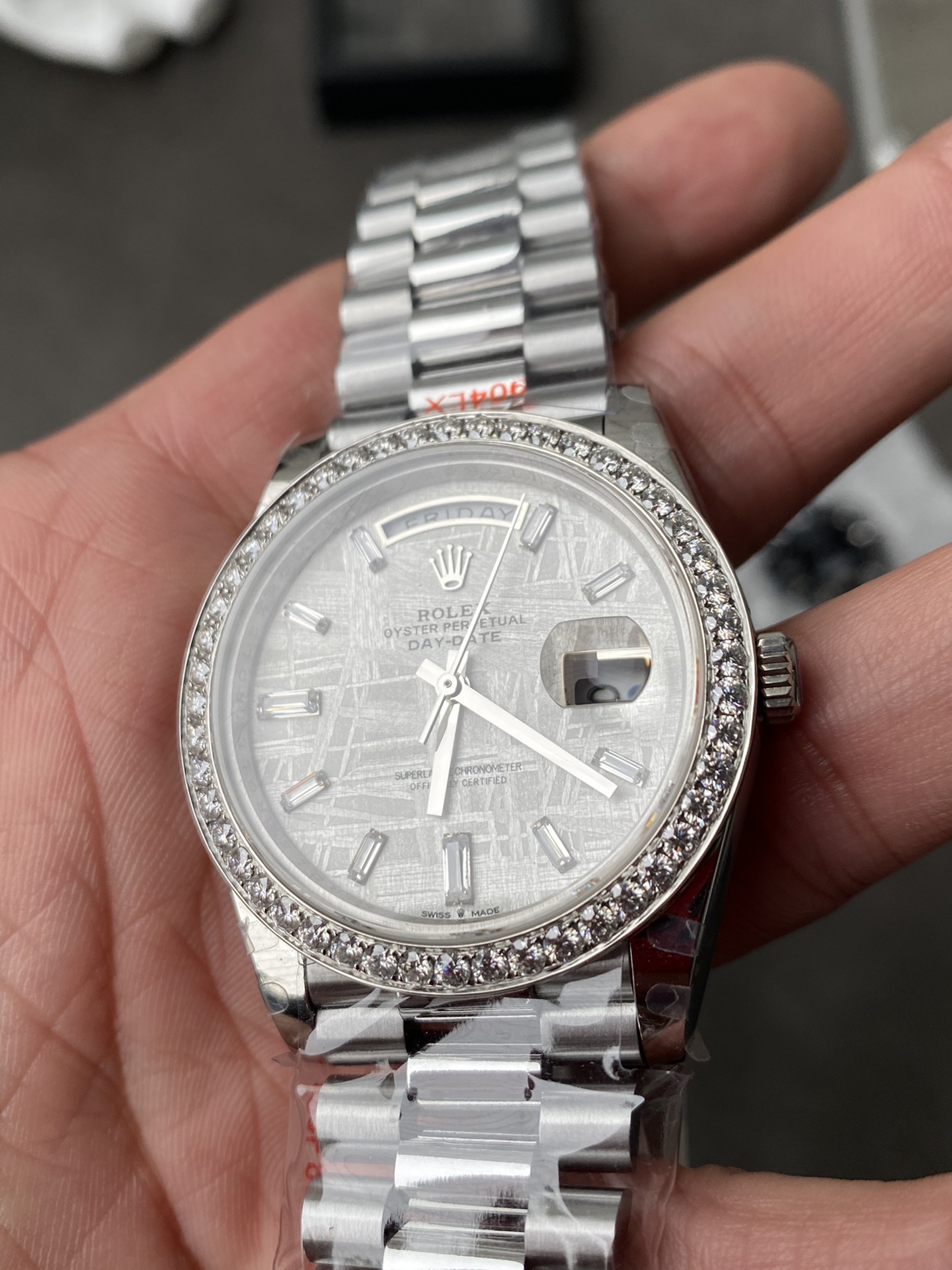 Super Clone Rolex 1:1 Day-Date 40 228239 Meteorite Dial Diamond Bezel Platinum Watch