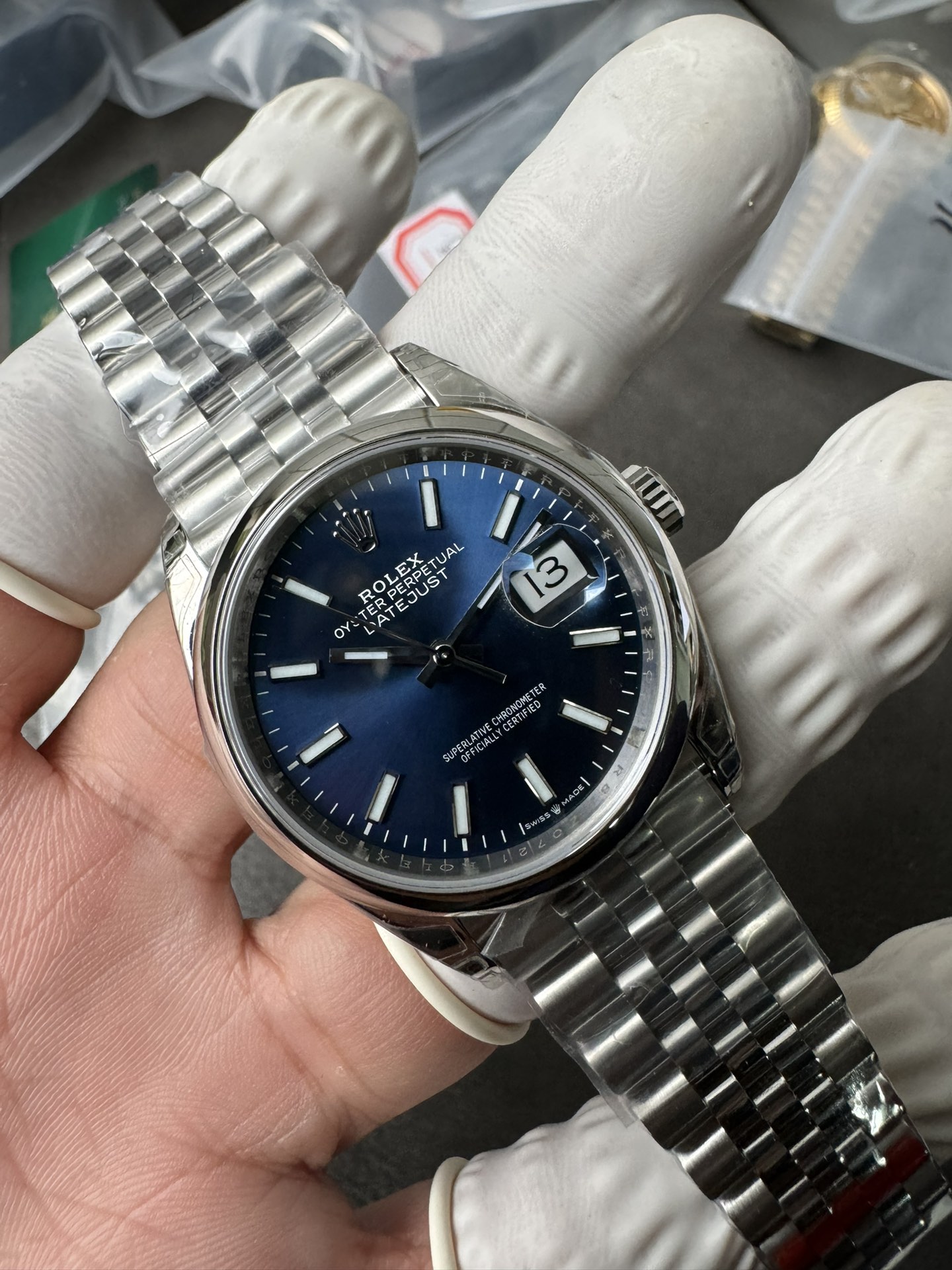 Super Clone Rolex 1:1 Datejust 36 126200 Blue Dial Jubilee Bracelet Smooth Bezel Watches