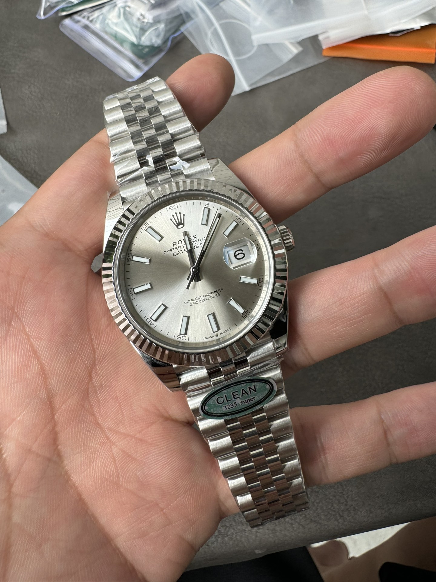 Super Clone Rolex 1:1 Datejust 41mm 126334 3235 Movement – Silver Dial & Stainless Steel Jubilee Bracelet