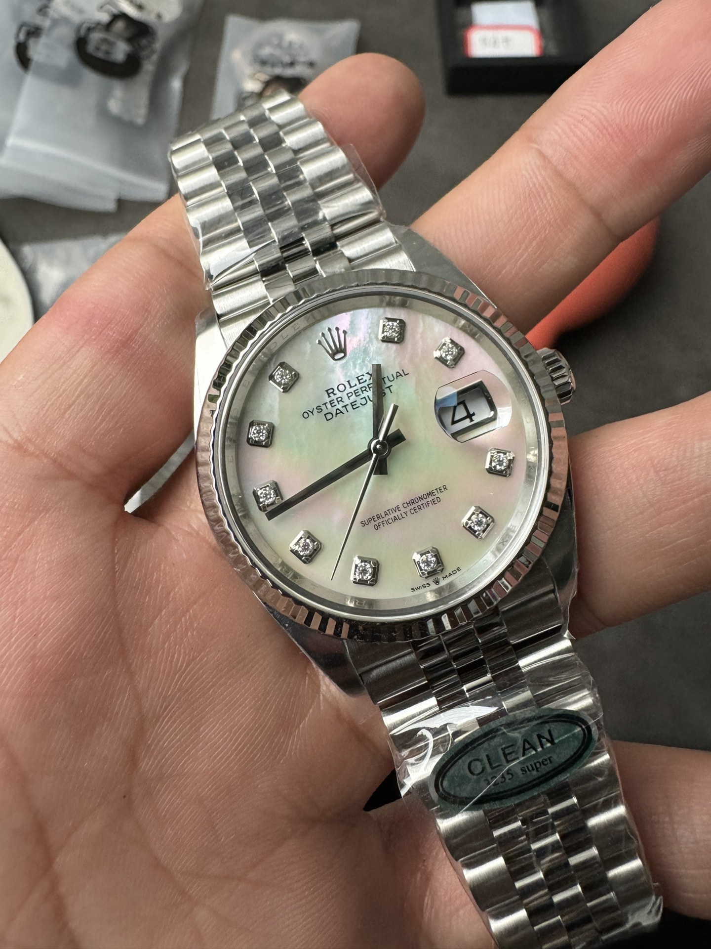 Super Clone Rolex 1:1 Datejust 36mm 126234 MOP Diamond Dial 3235 Movement
