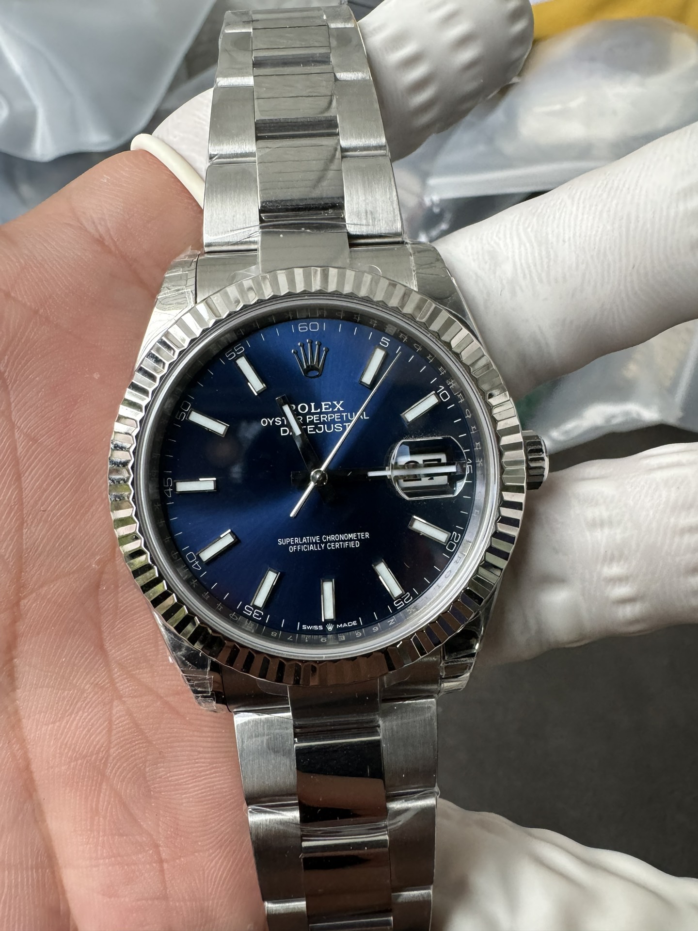 Super Clone Rolex 1:1 Datejust 41 126334 Blue Dial Fluted Bezel Oyster Bracelet Watches