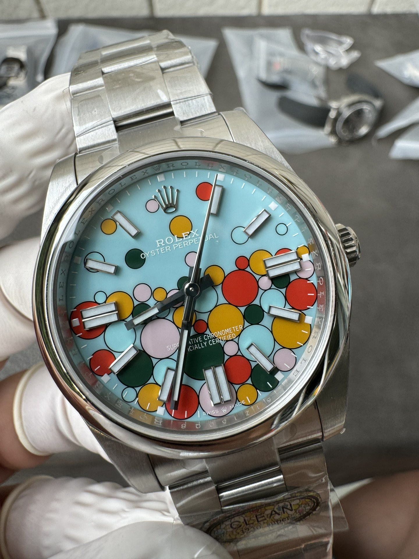Super Clone Rolex 1:1 Oyster Perpetual 41mm Celebration Dial Bubble Motif – 3230 Movement