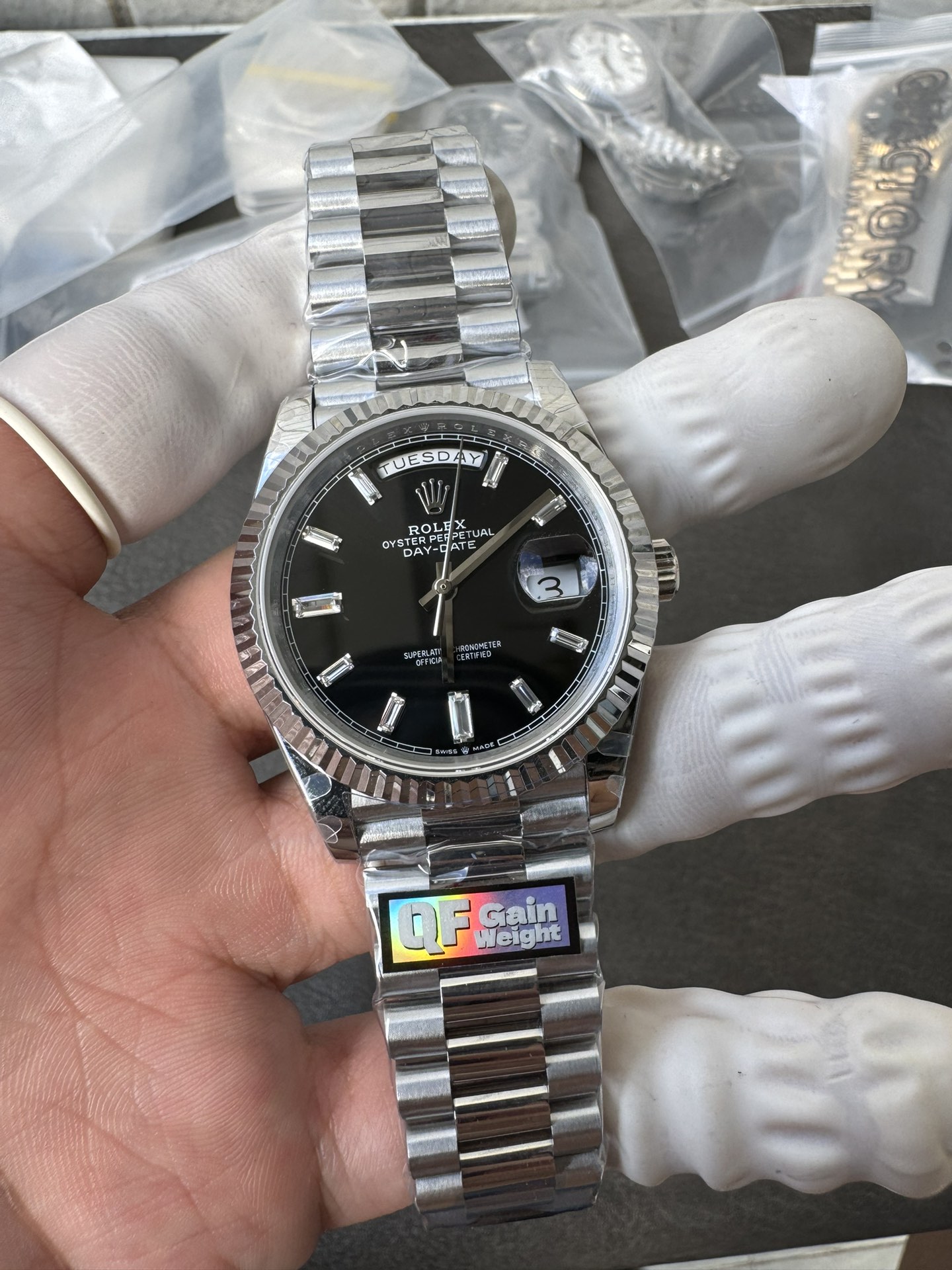 Super Clone Rolex 1:1 Day-Date 40 228239 Black Dial Diamond Markers President Watch