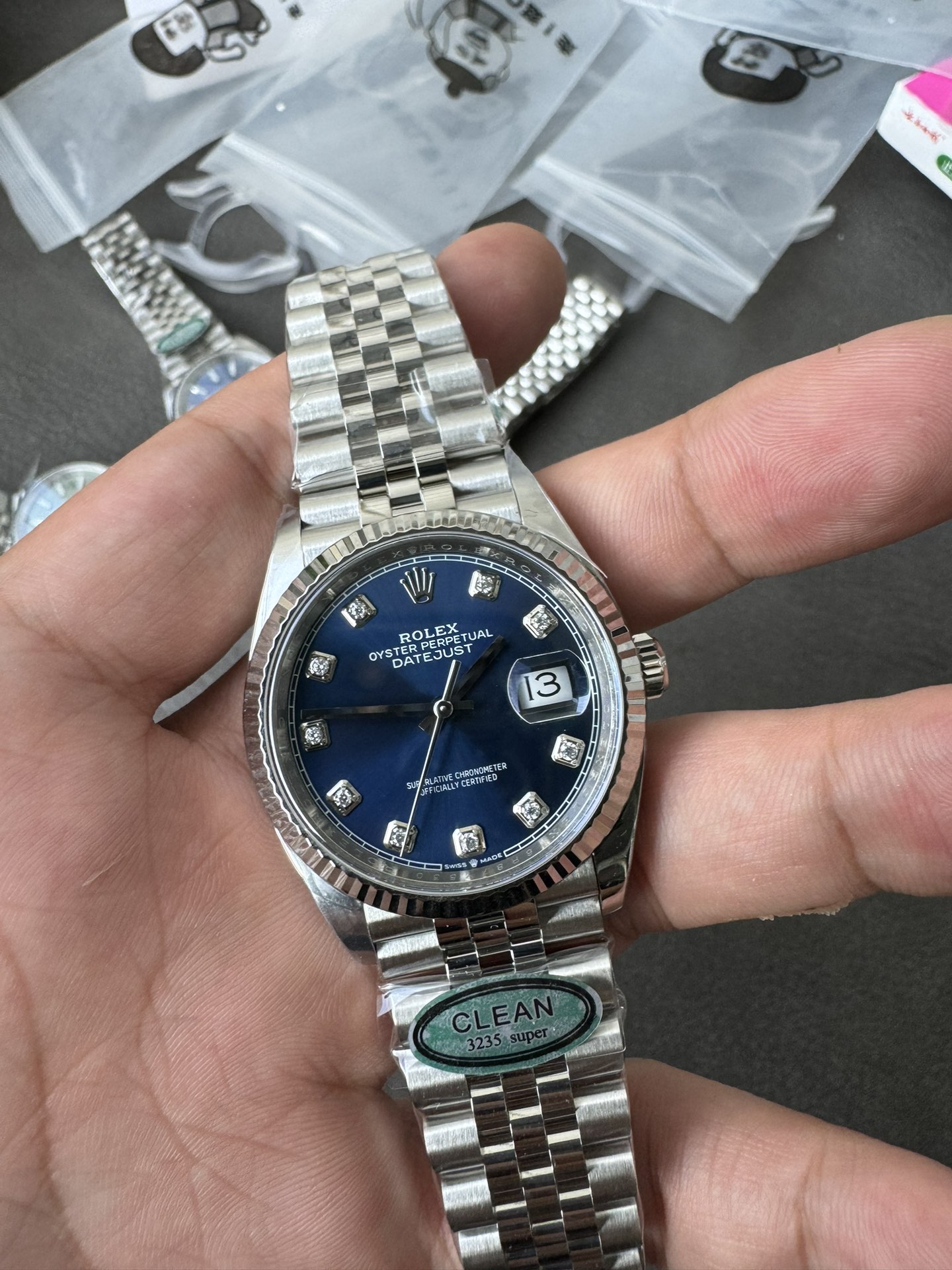 Super Clone Rolex 1:1 Datejust 36mm 126234 Blue Diamond Dial Jubilee Bracelet