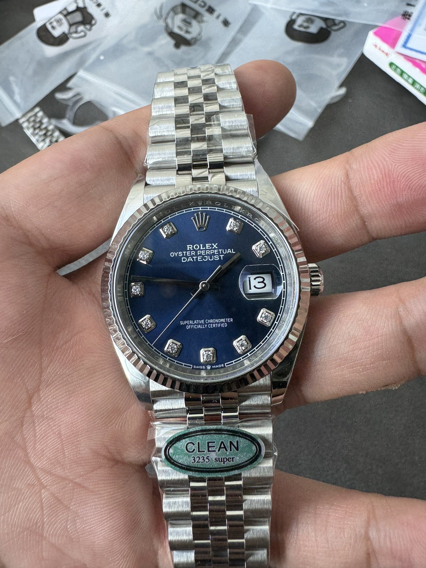 Super Clone Rolex 1:1 Datejust 36mm 126234 Blue Diamond Dial Jubilee Bracelet