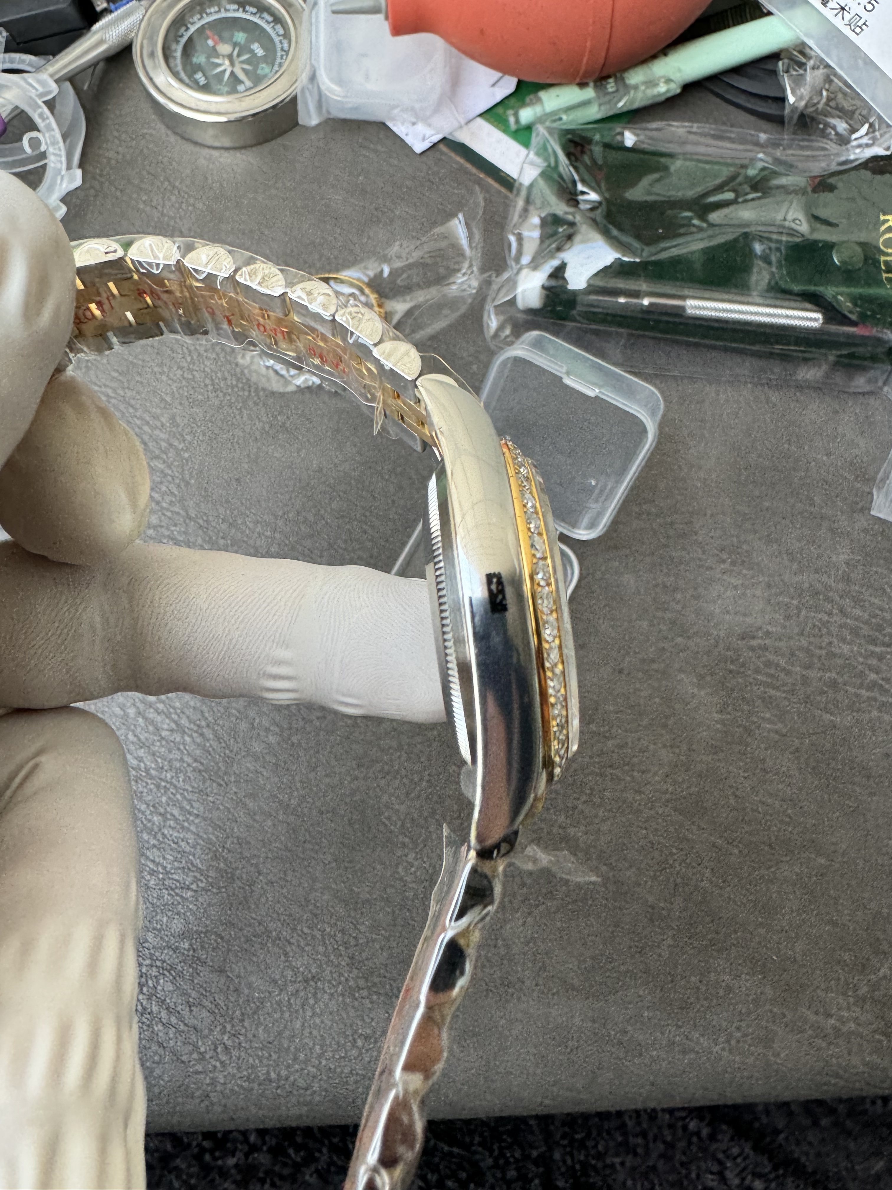 Super Clone 1:1 Rolex Datejust 36mm Olive Green Roman Dial Diamond Bezel – Ref. m126233 | 3235 Movement | Two-Tone Jubilee Bracelet