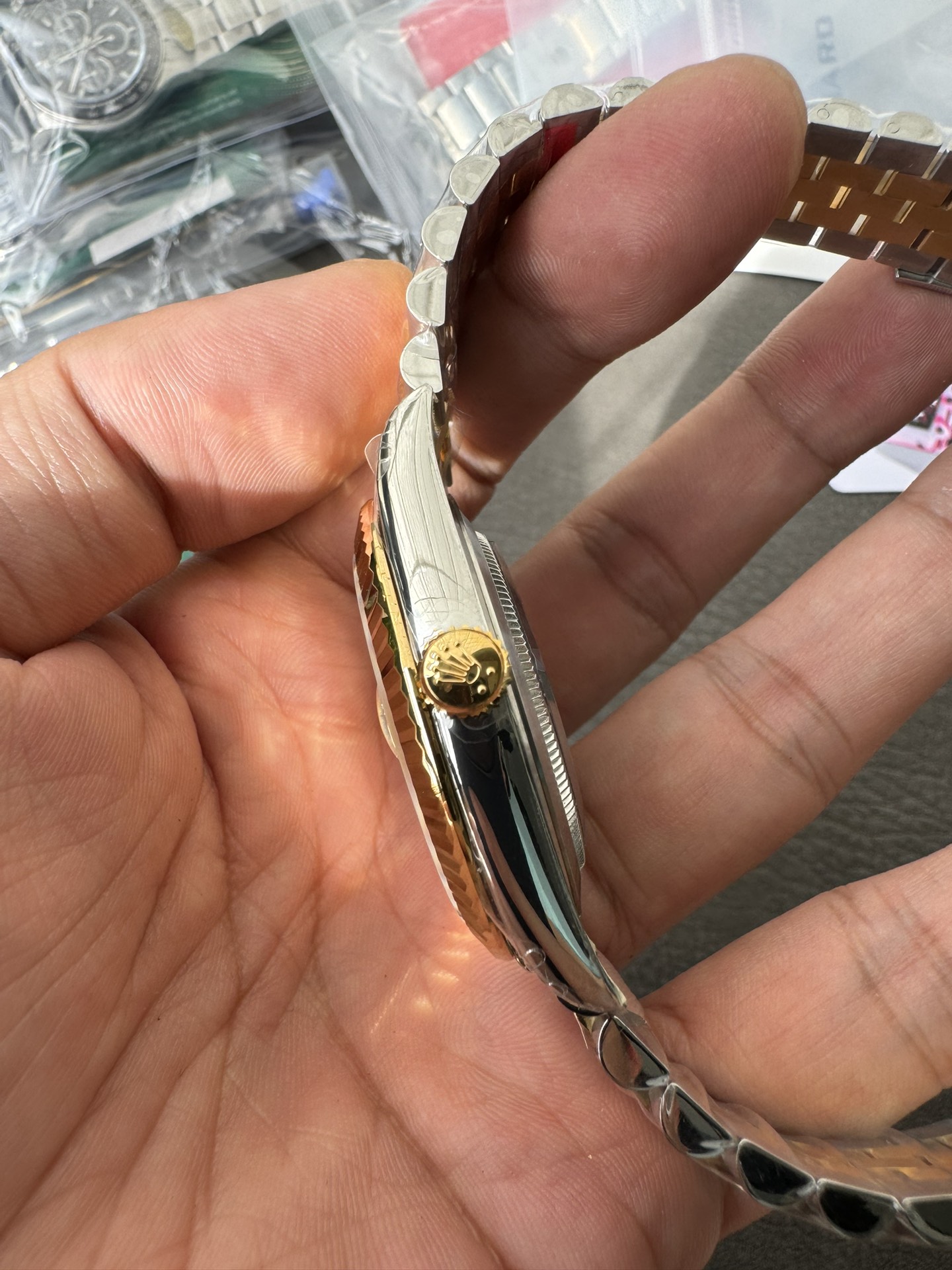 Super Clone Rolex 1:1 Datejust 126233 3235 Movement – Gold Brick Pattern Dial & Two-Tone Jubilee Bracelet