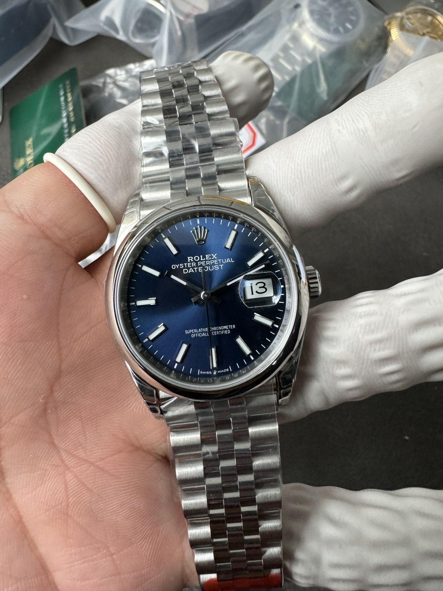 Super Clone Rolex 1:1 Datejust 36 126200 Blue Dial Jubilee Bracelet Smooth Bezel Watches