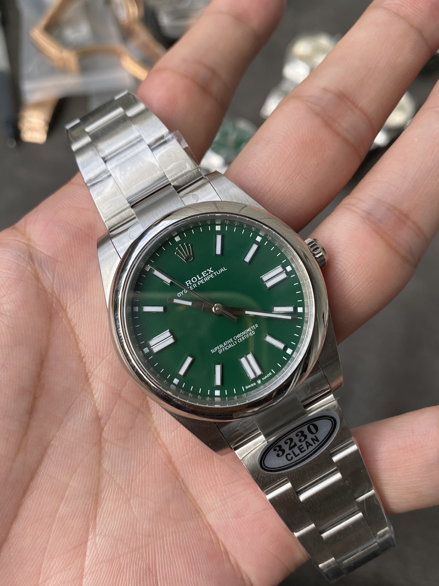 Super Clone Rolex 1:1 Oyster Perpetual 124300 Green Dial 41mm 3230 Movement