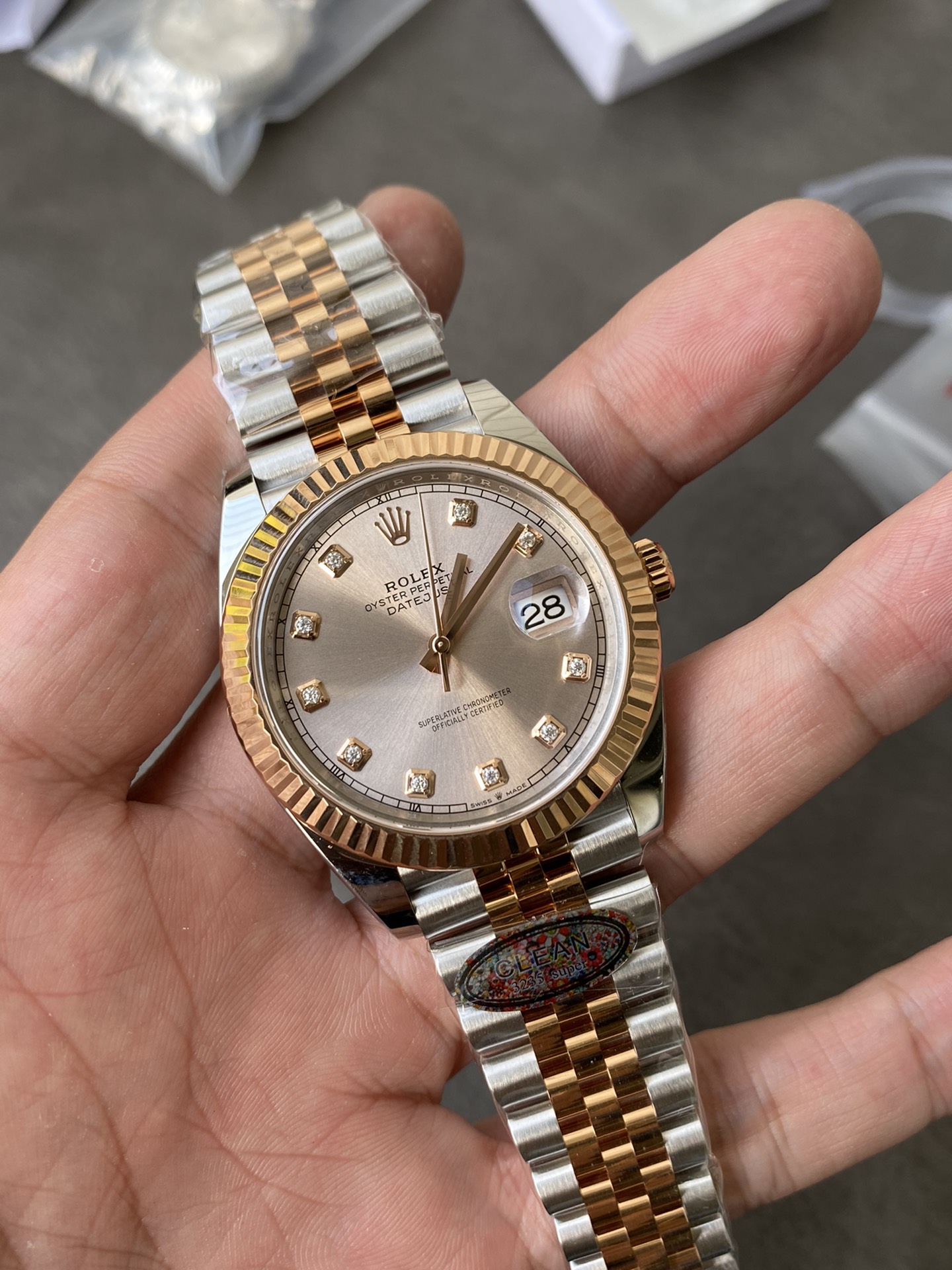 Super Clone Rolex 1:1 Datejust 36mm Champagne Diamond Dial Jubilee Bracelet – 3235 Movement