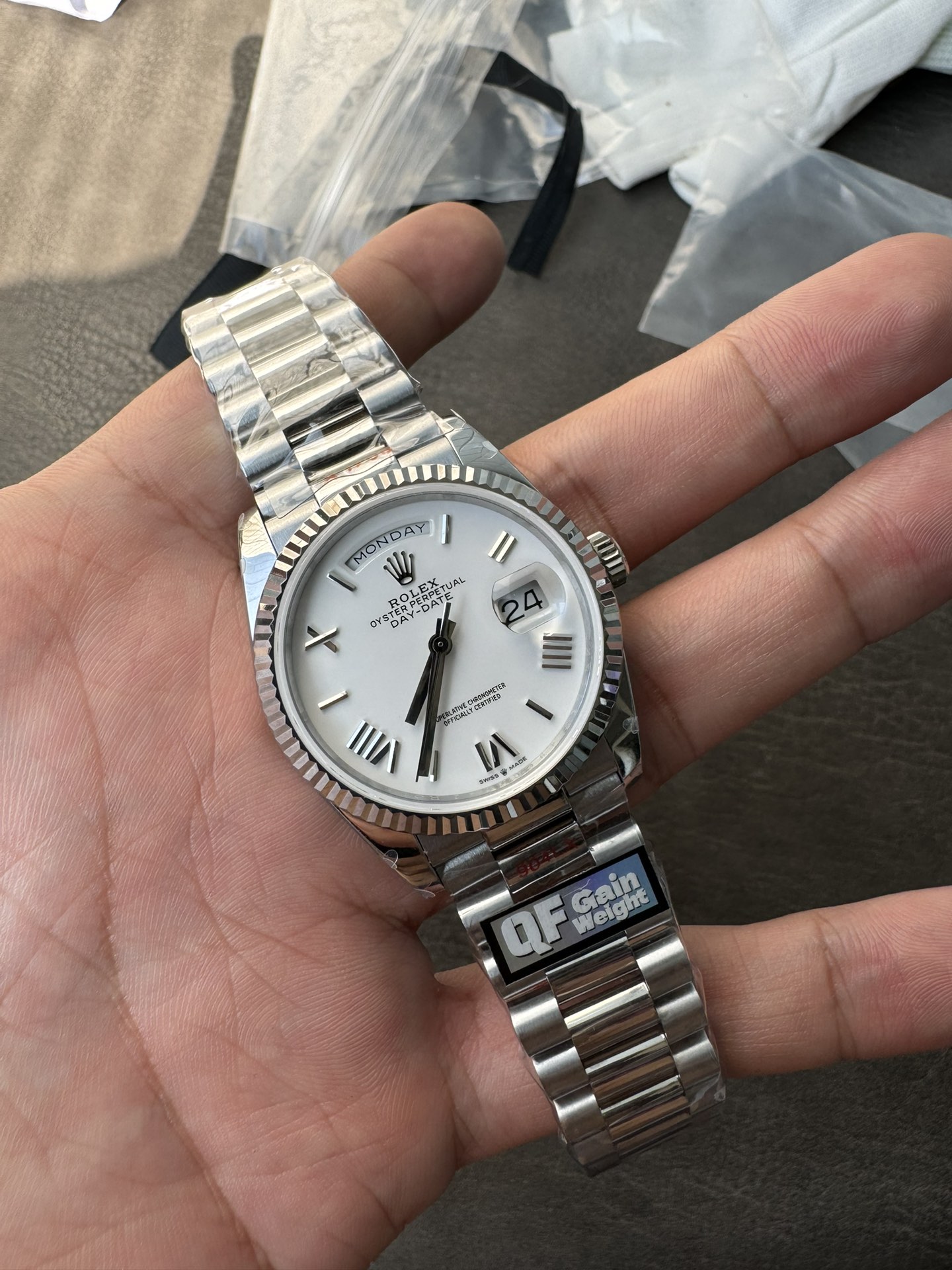 Super Clone Rolex 1:1 Day-Date 40 228239 White Roman Dial President Watch