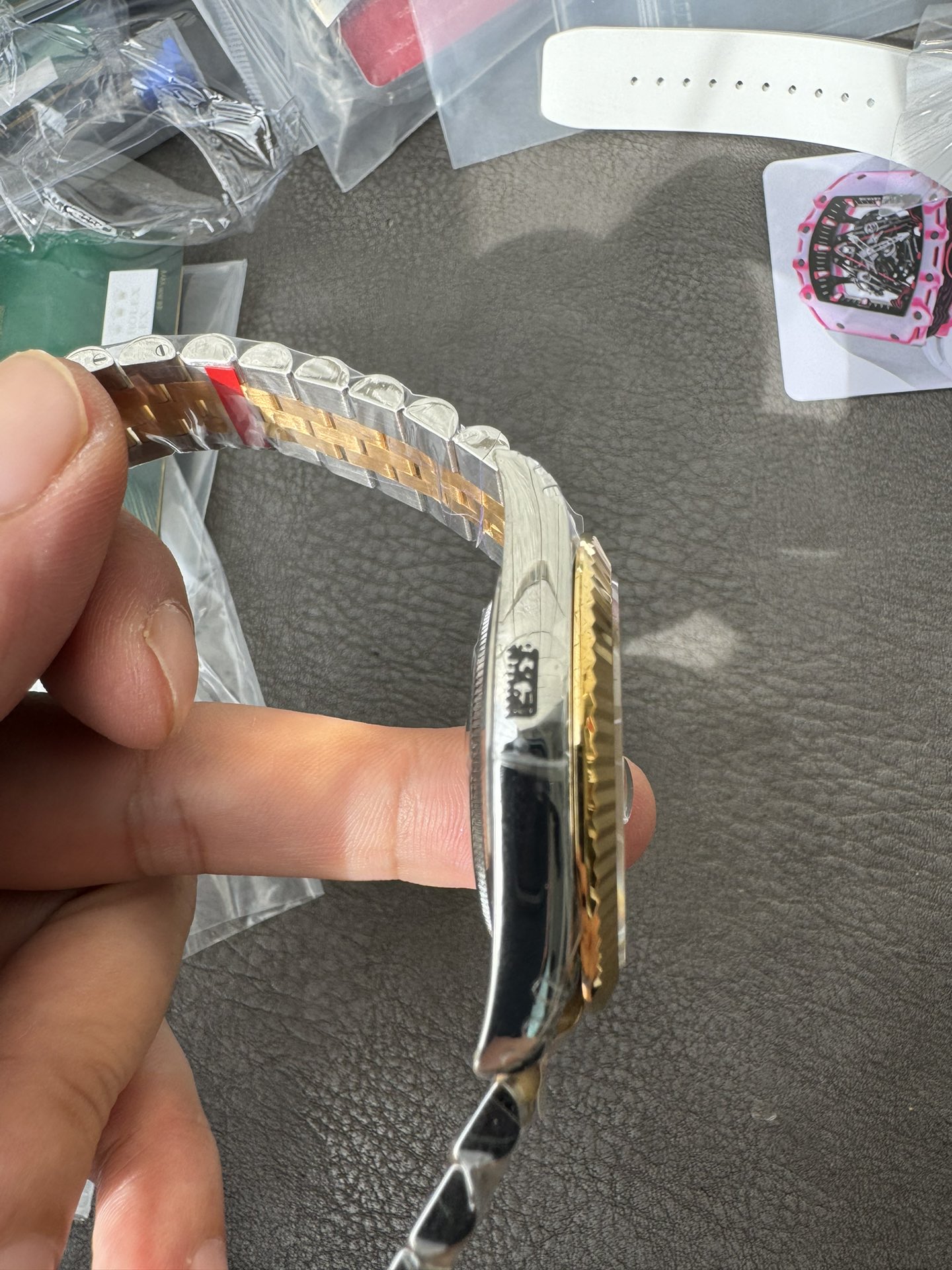 Super Clone Rolex 1:1 Datejust 126233 3235 Movement – Gold Brick Pattern Dial & Two-Tone Jubilee Bracelet