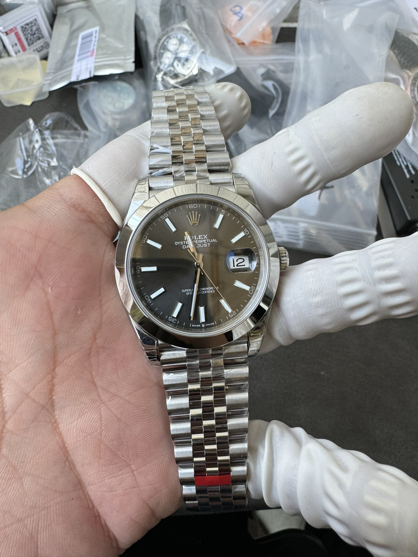 Super Clone 1:1 Rolex Datejust 41mm m126334 | Slate Sunburst Dial | Fluted Bezel | Jubilee Bracelet | 3235 Movement