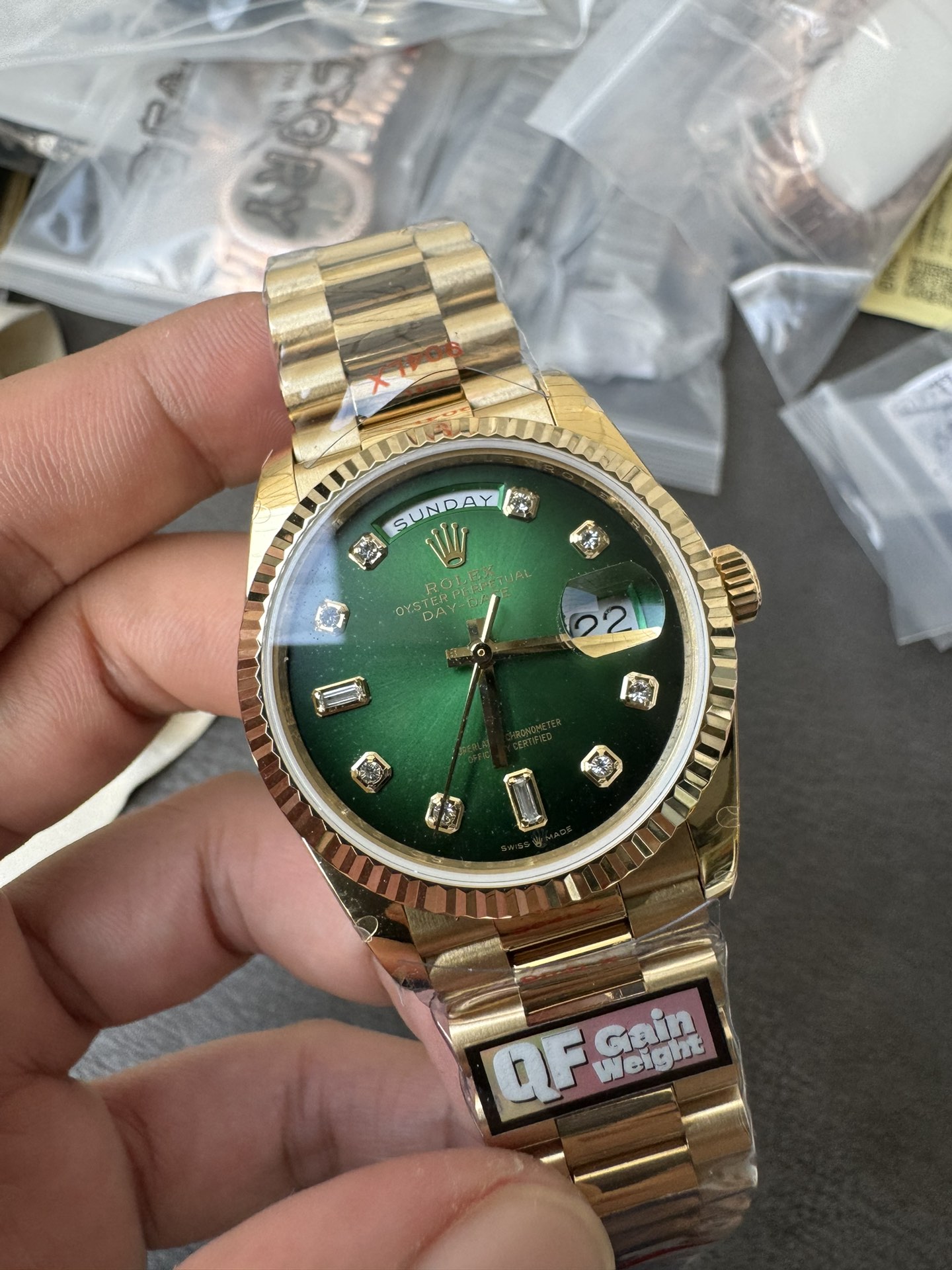 Super Clone Rolex 1:1 Day-Date 36 128238 Green Diamond Dial President Watch