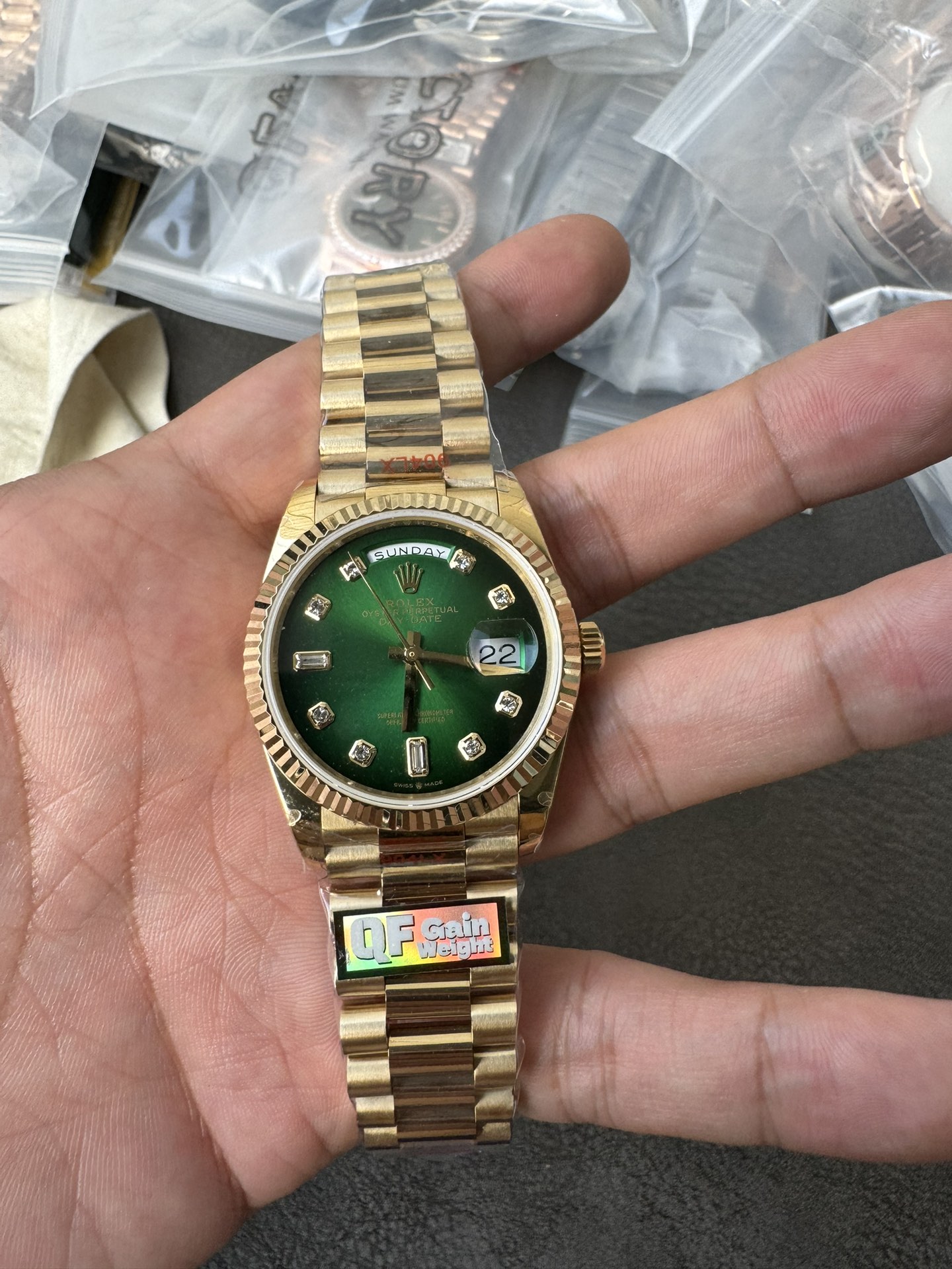 Super Clone Rolex 1:1 Day-Date 36 128238 Green Diamond Dial President Watch