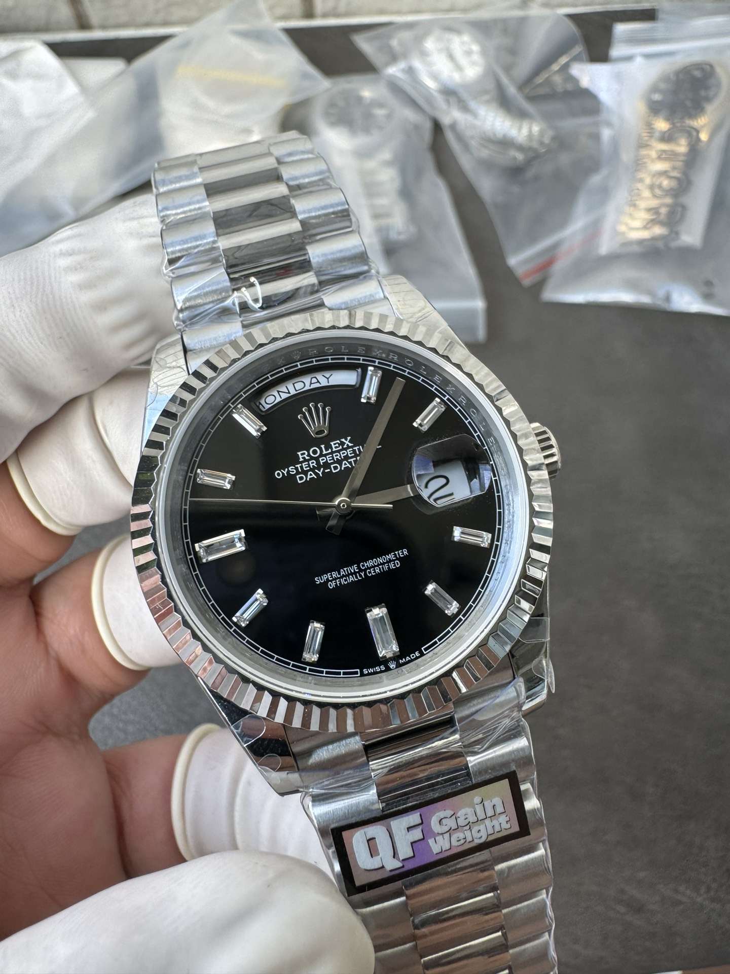 Super Clone Rolex 1:1 Day-Date 40 228239 Black Dial Diamond Markers President Watch