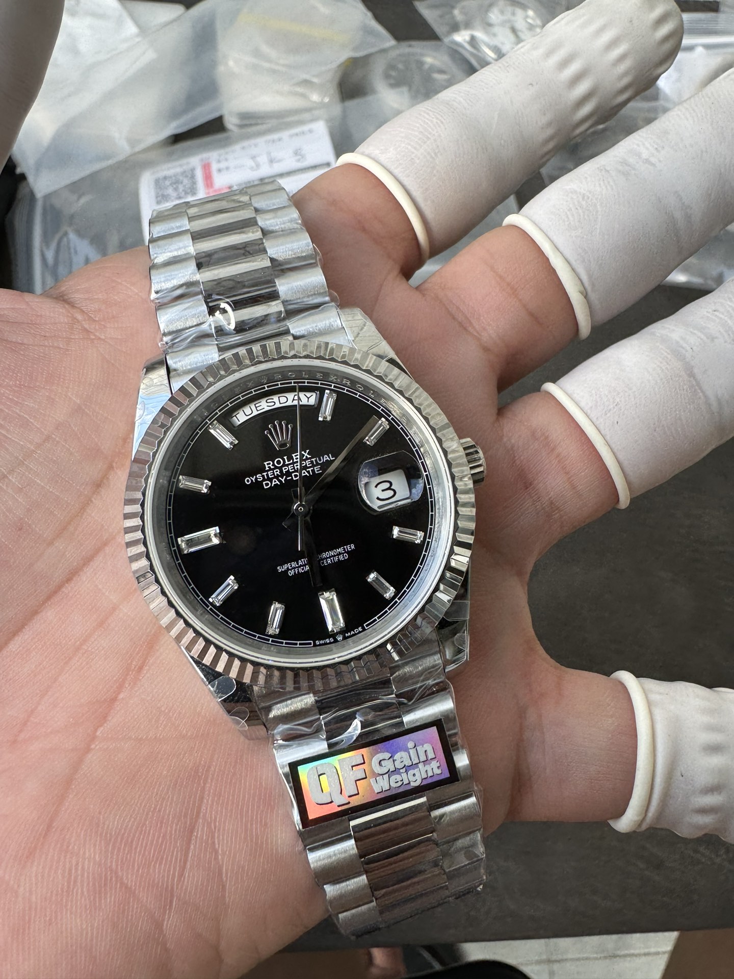 Super Clone Rolex 1:1 Day-Date 40 228239 Black Dial Diamond Markers President Watch