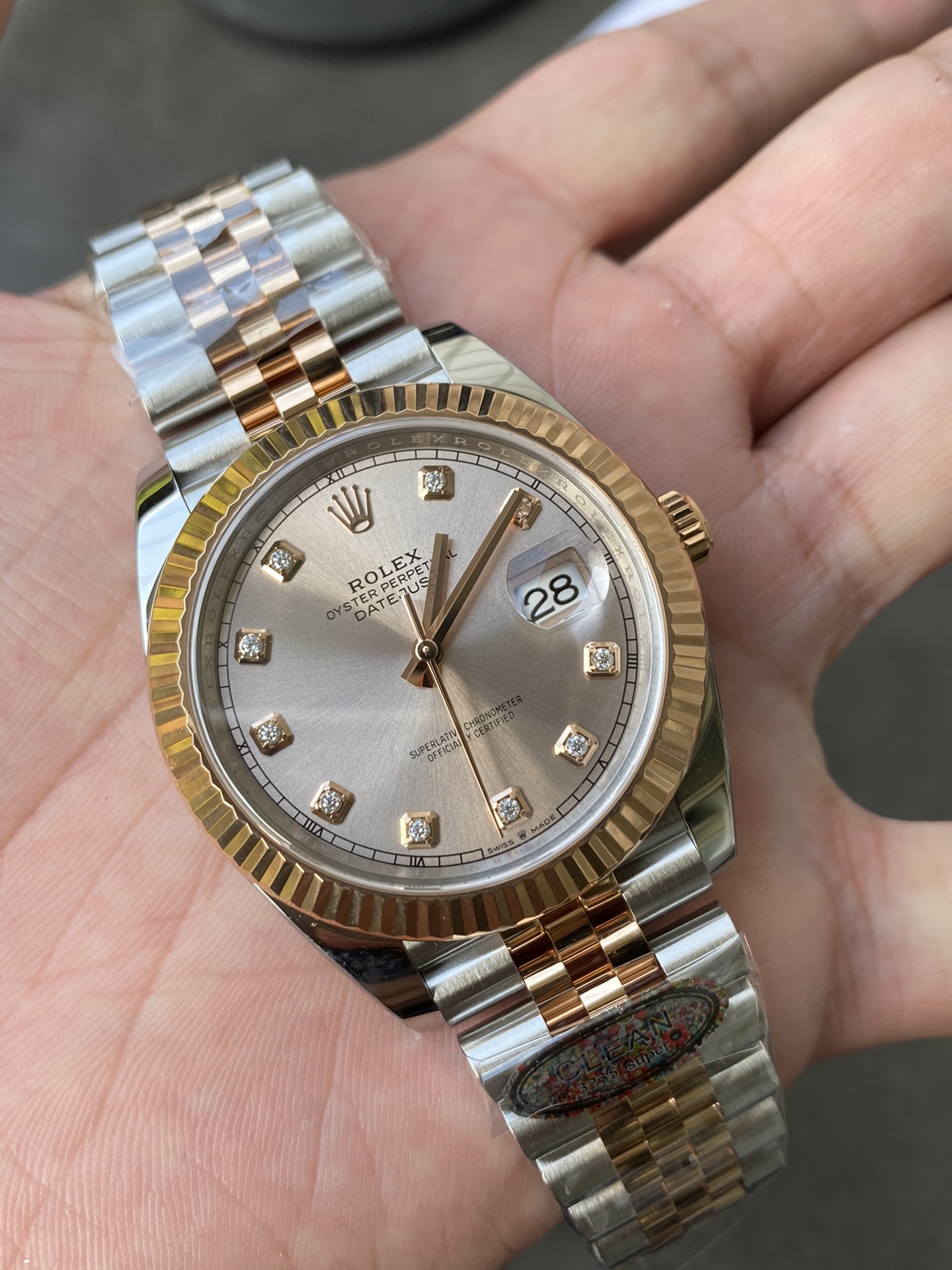 Super Clone Rolex 1:1 Datejust 36mm Champagne Diamond Dial Jubilee Bracelet – 3235 Movement