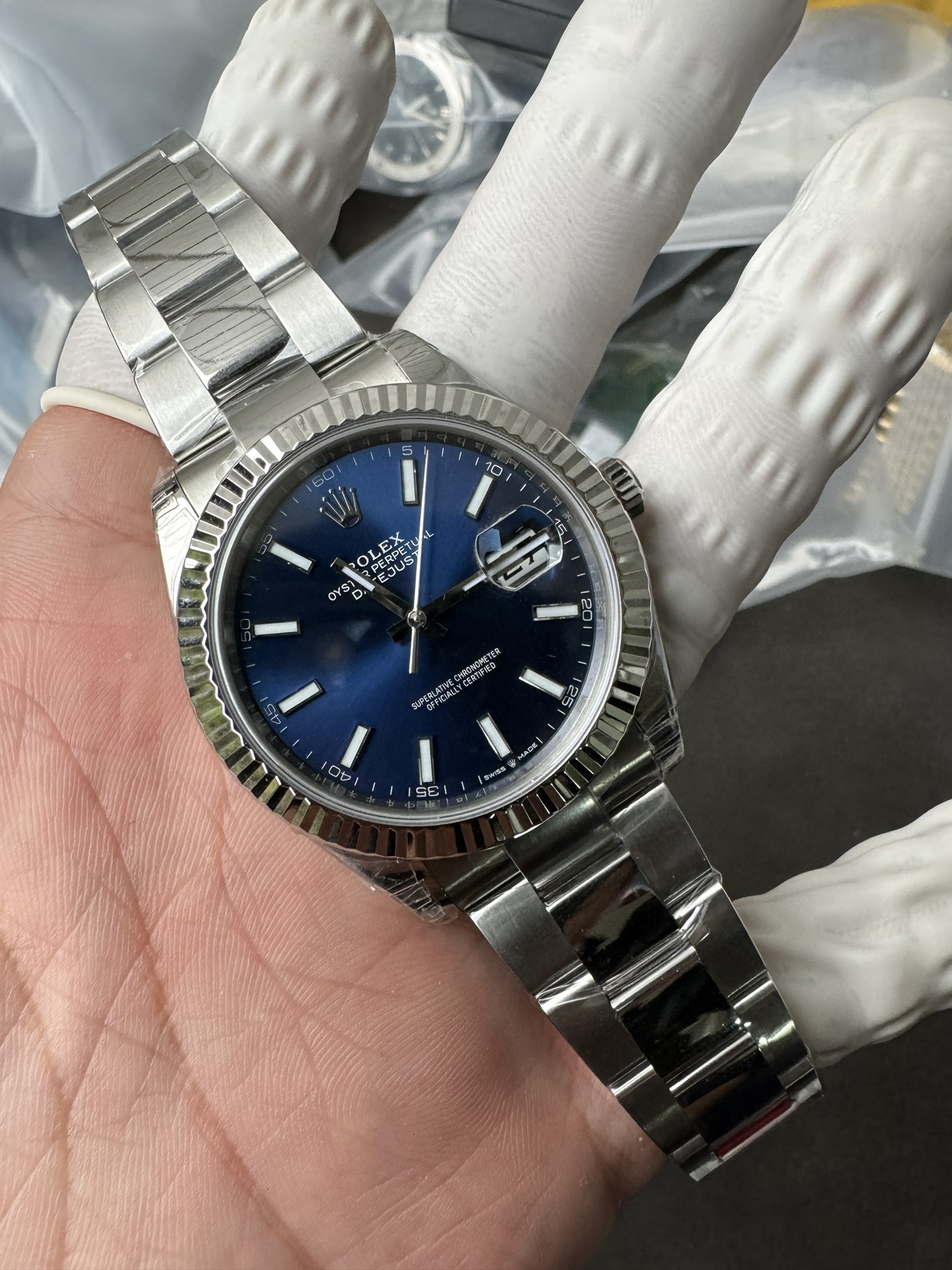 Super Clone Rolex 1:1 Datejust 41 126334 Blue Dial Fluted Bezel Oyster Bracelet Watches
