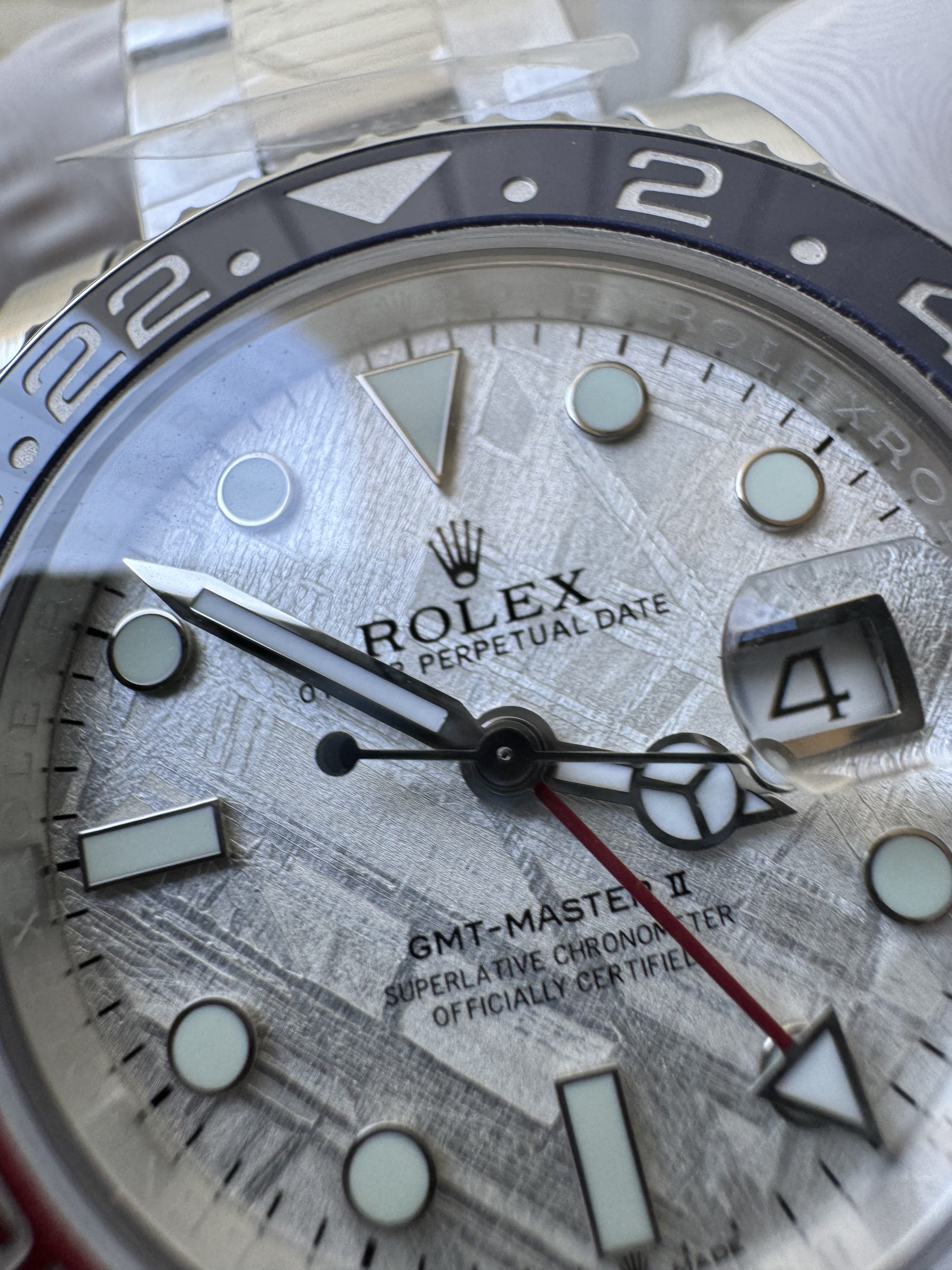 Rolex GMT-Master II White Gold M126719BLRO-0002 Meteorite dial 'Pepsi' on Oyster Super Clone (Gain weight)