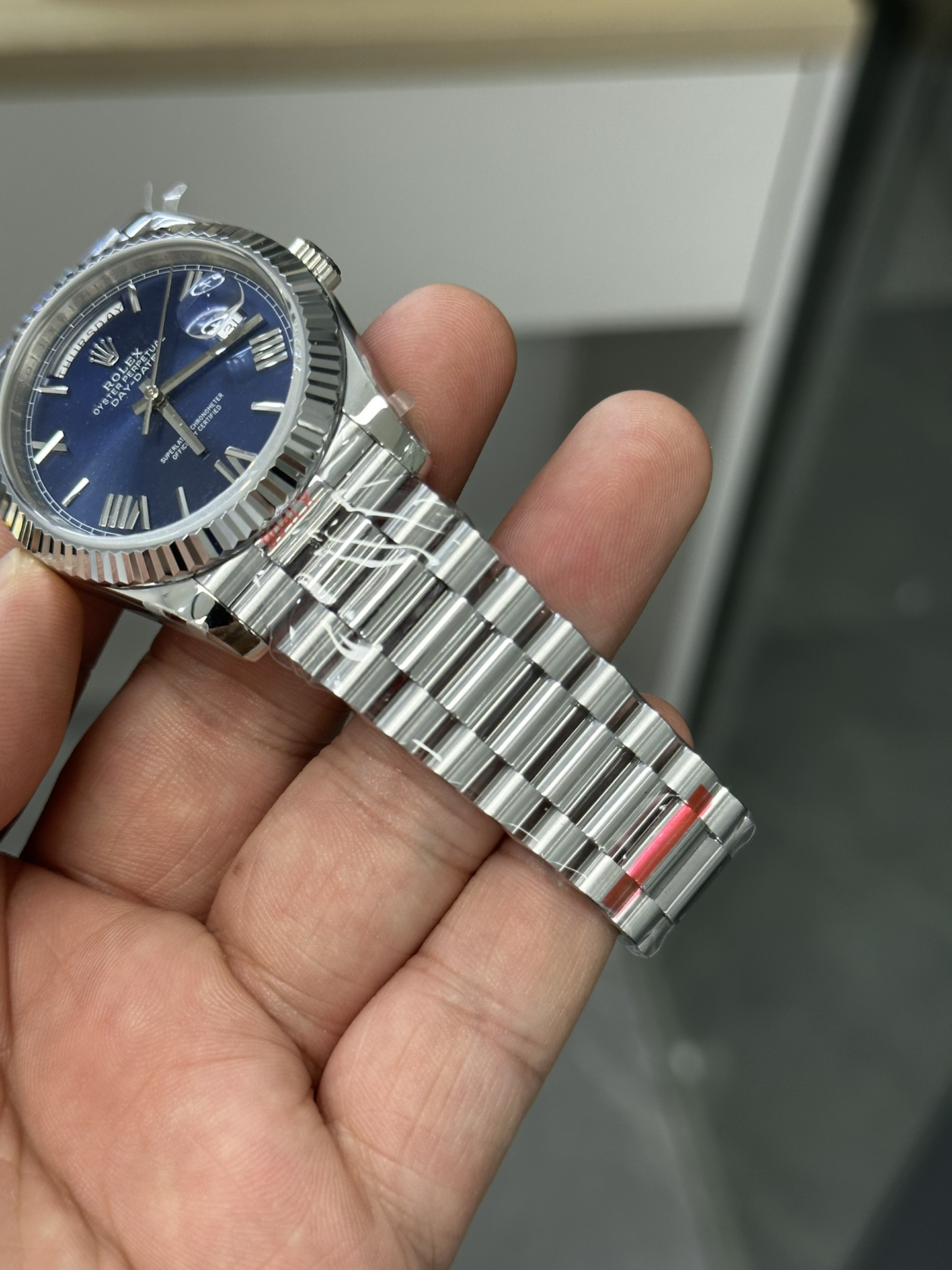 Super Clone Rolex 1:1 Day-Date 40 228239 Blue Roman Dial White Gold Watch