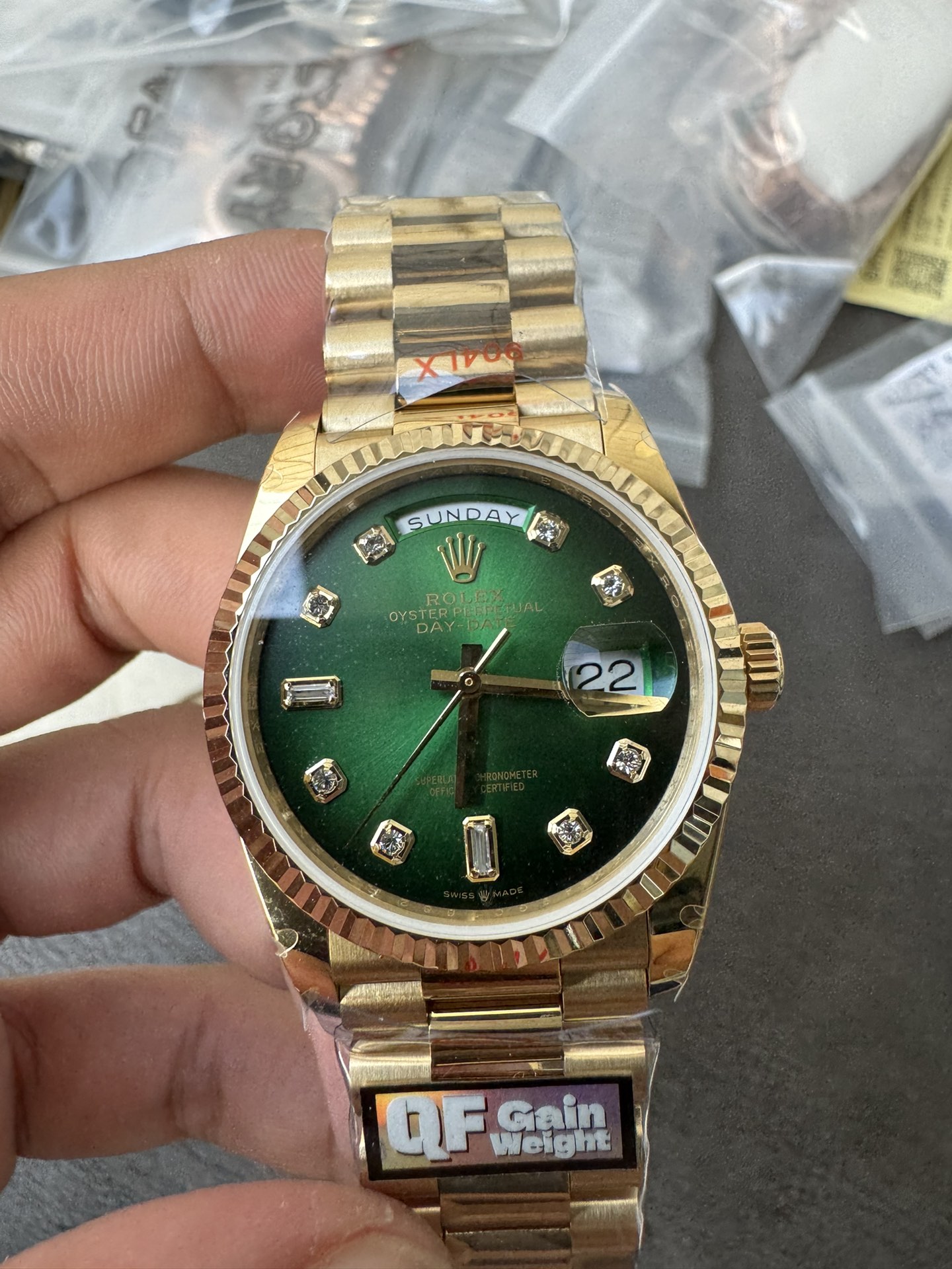 Super Clone Rolex 1:1 Day-Date 36 128238 Green Diamond Dial President Watch