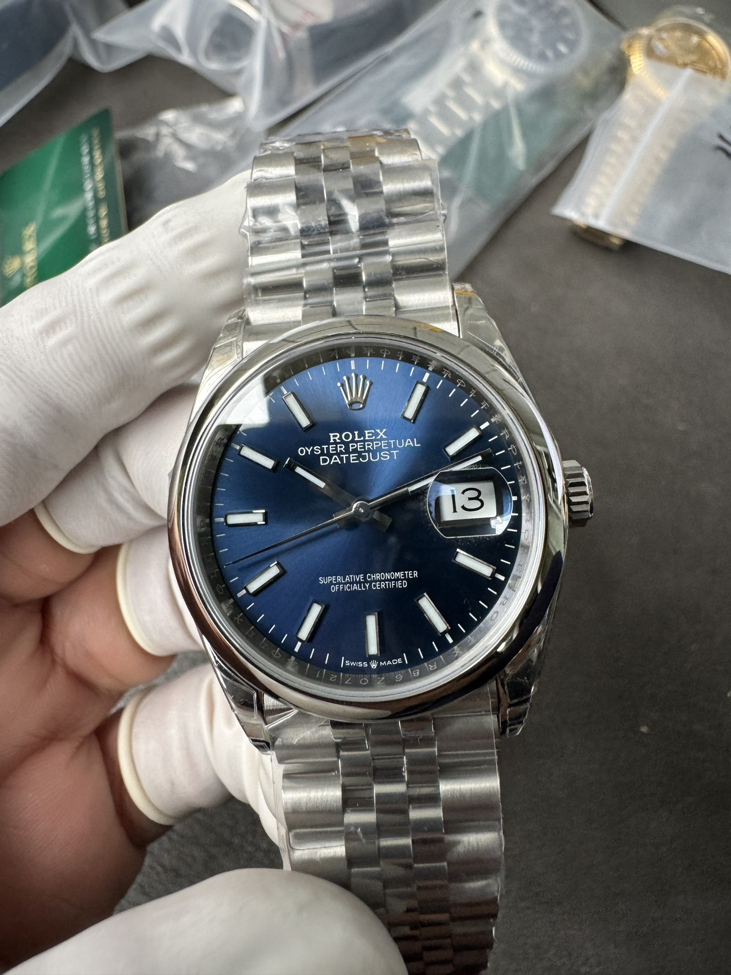 Super Clone Rolex 1:1 Datejust 36 126200 Blue Dial Jubilee Bracelet Smooth Bezel Watches