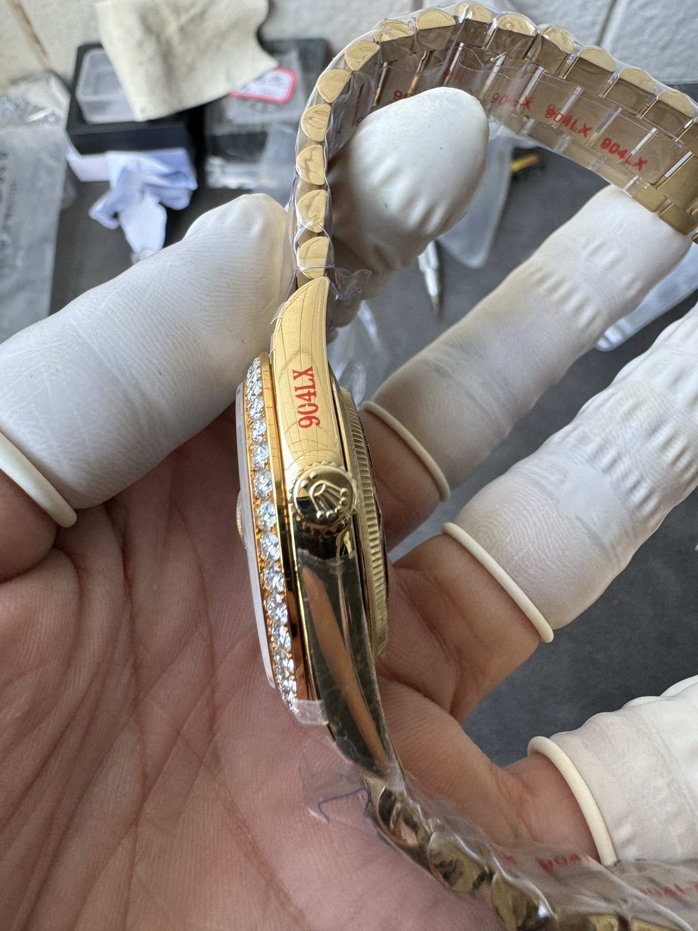 Super Clone Rolex 1:1 Day-Date 228348RBR Black Dial Diamond Bezel Watch