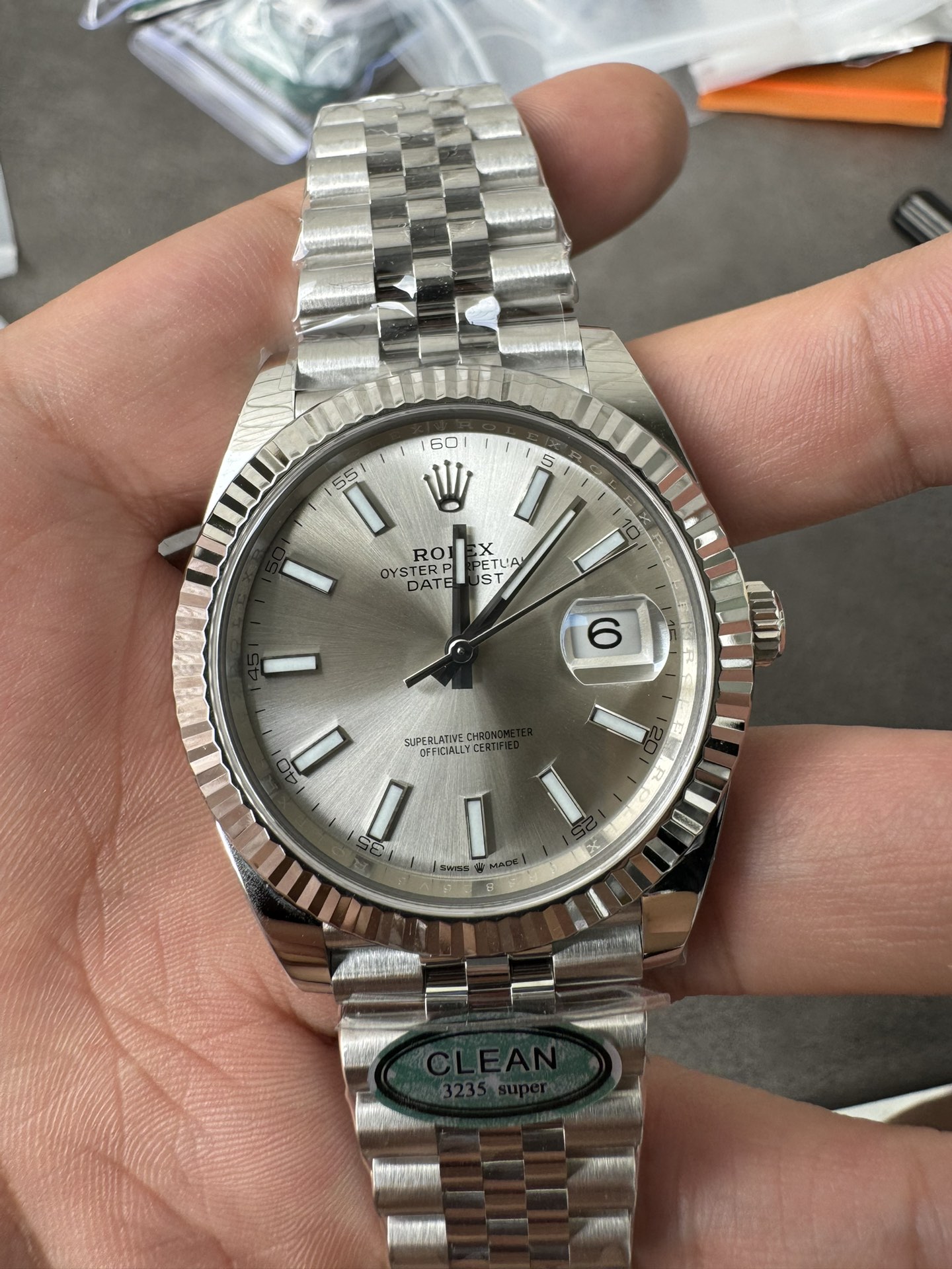 Super Clone Rolex 1:1 Datejust 41mm 126334 3235 Movement – Silver Dial & Stainless Steel Jubilee Bracelet