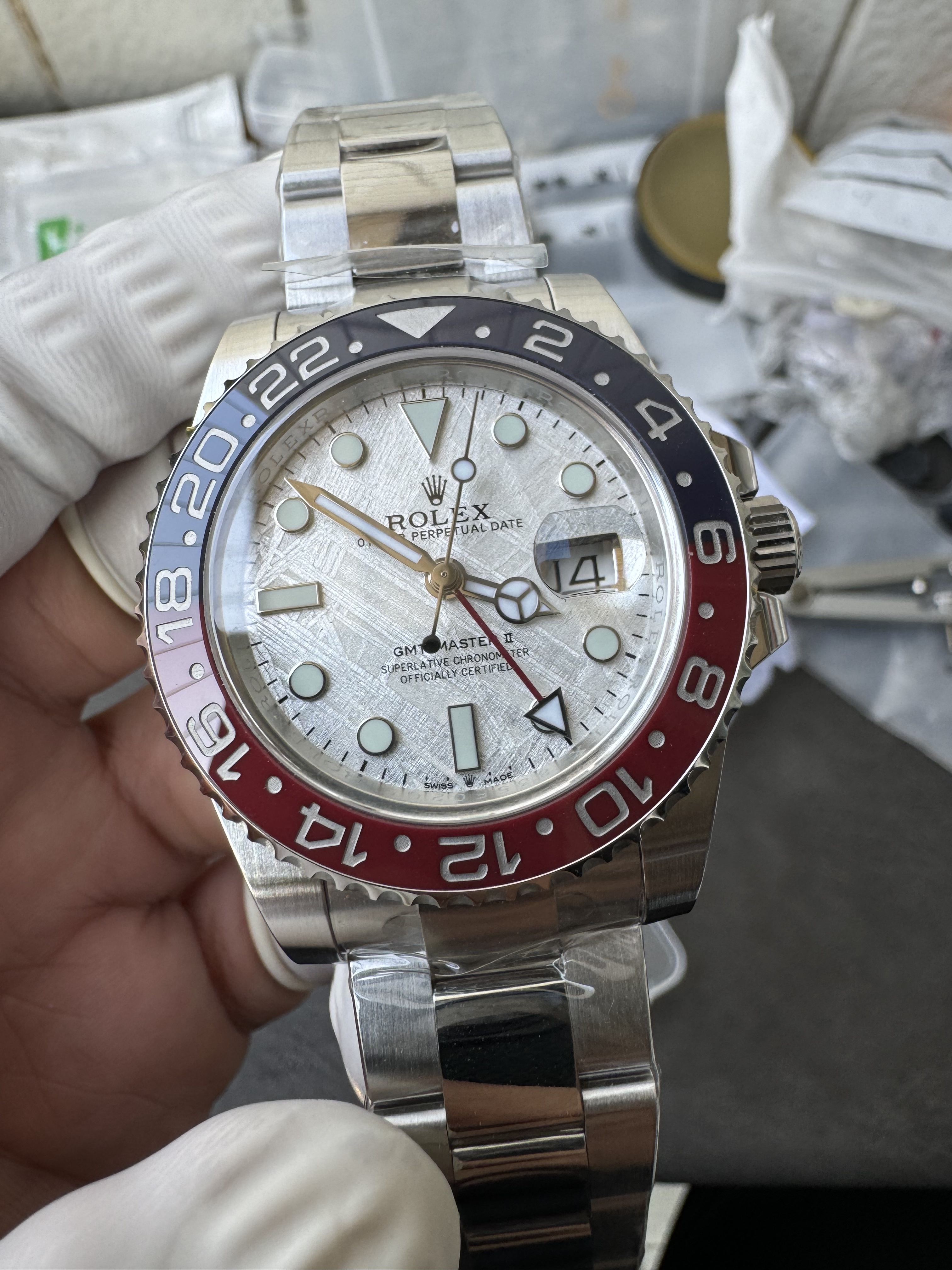 Rolex GMT-Master II White Gold M126719BLRO-0002 Meteorite dial 'Pepsi' on Oyster Super Clone (Gain weight)