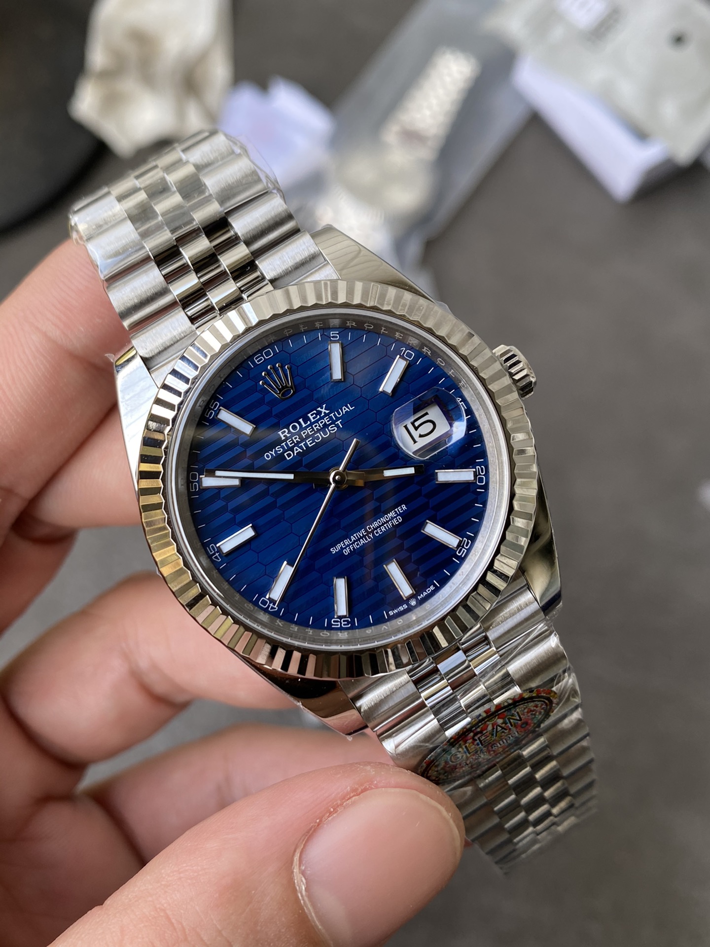 Super Clone Rolex 1:1 Datejust 41mm Blue Honeycomb Dial Jubilee Bracelet – 3235 Movement