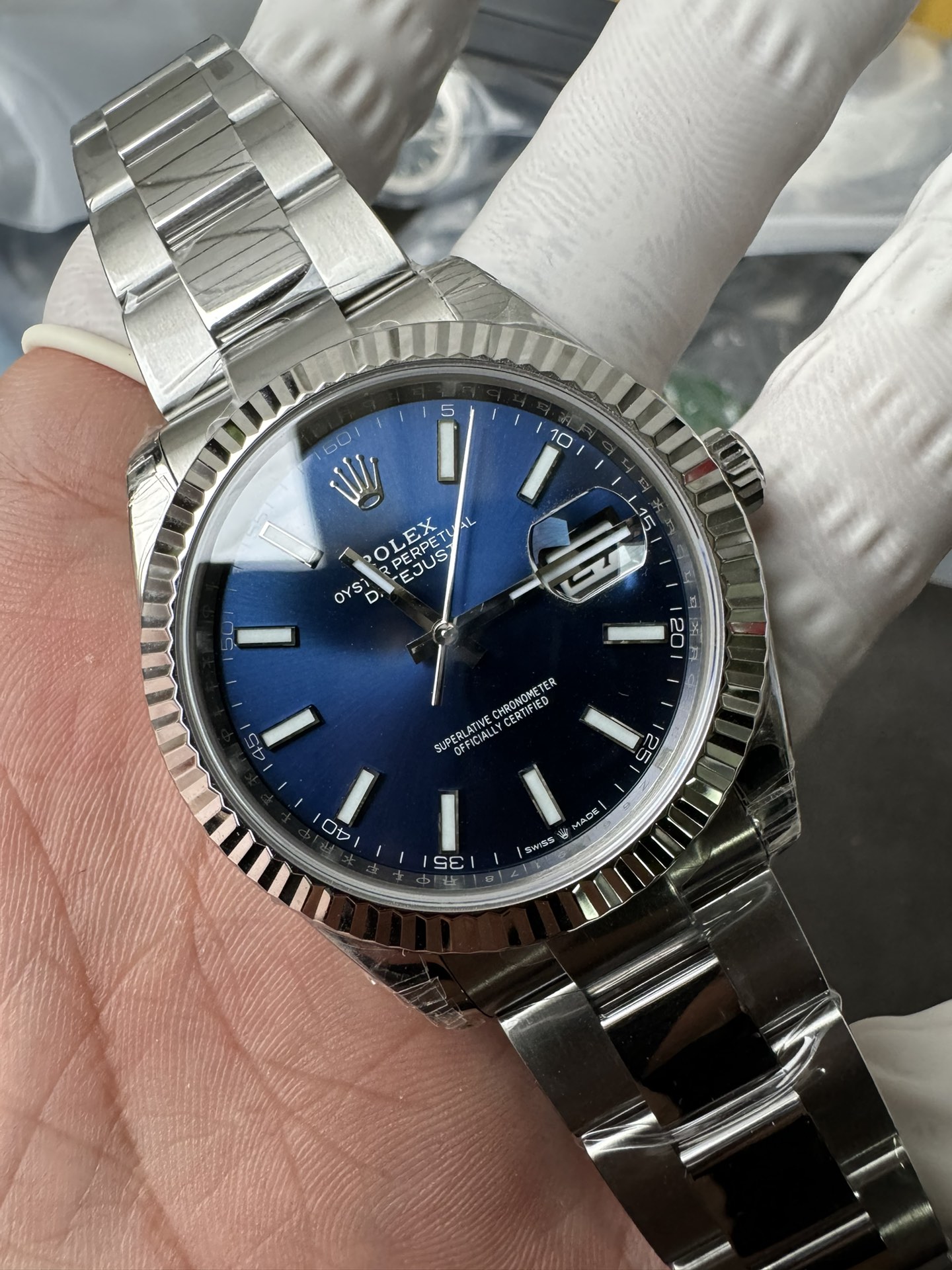 Super Clone Rolex 1:1 Datejust 41 126334 Blue Dial Fluted Bezel Oyster Bracelet Watches
