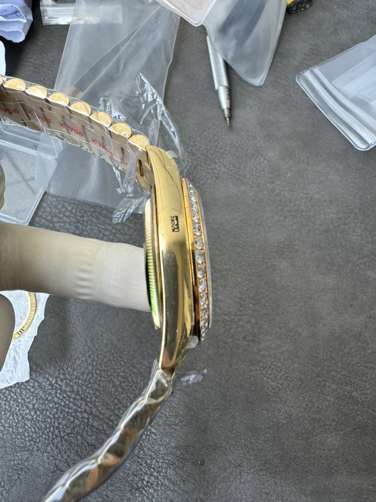 Super Clone Rolex 1:1 Day-Date 228348RBR Black Dial Diamond Bezel Watch