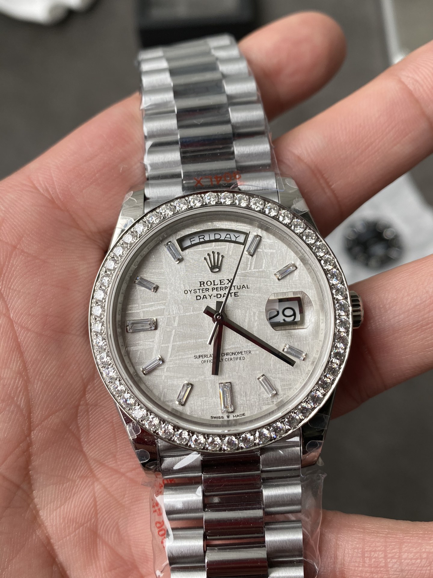 Super Clone Rolex 1:1 Day-Date 40 228239 Meteorite Dial Diamond Bezel Platinum Watch