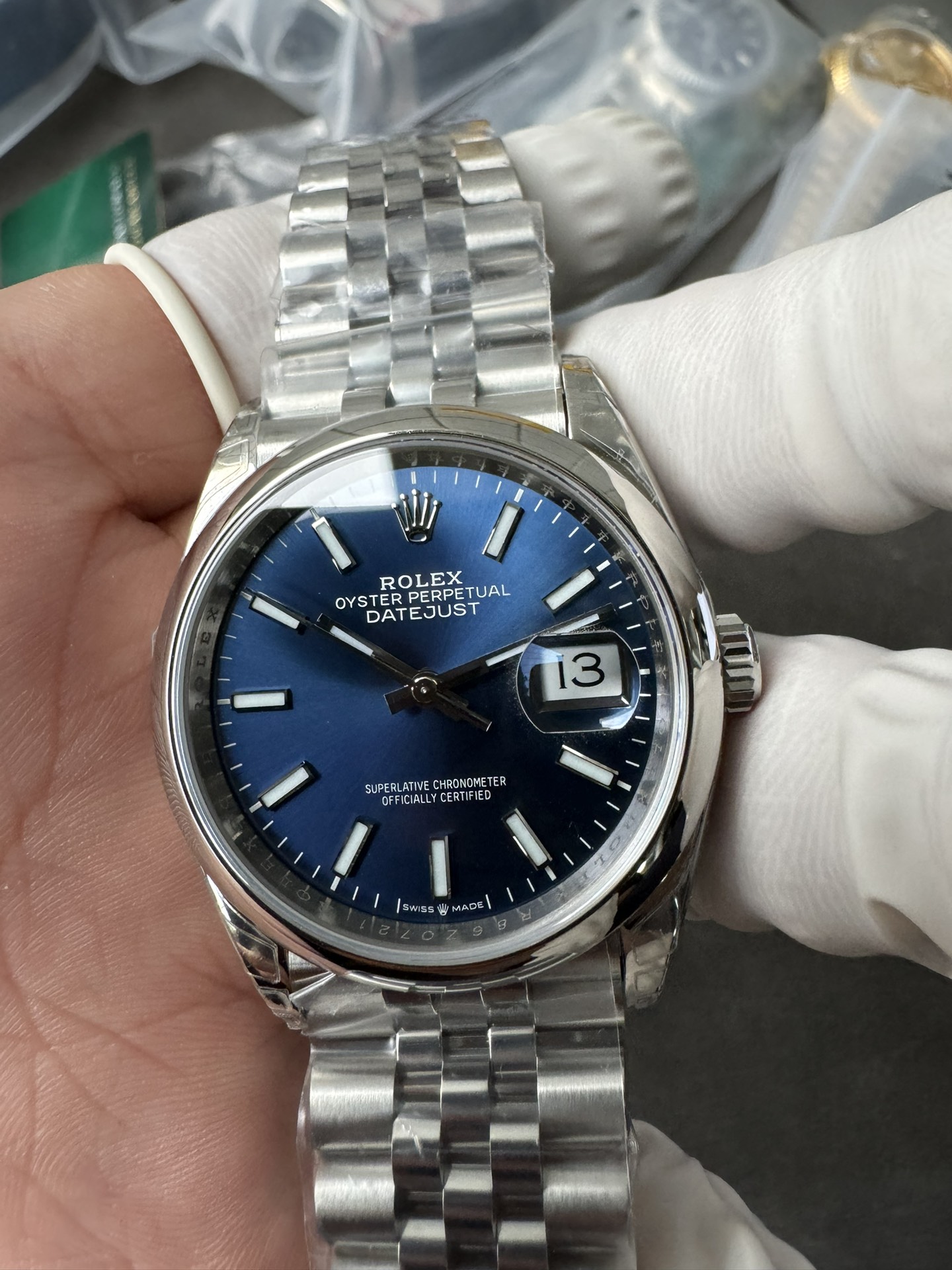 Super Clone Rolex 1:1 Datejust 36 126200 Blue Dial Jubilee Bracelet Smooth Bezel Watches